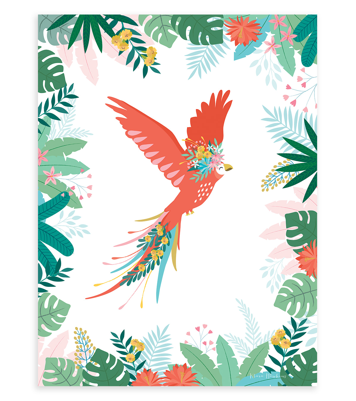 Affiche perroquet en Papier Multicolore