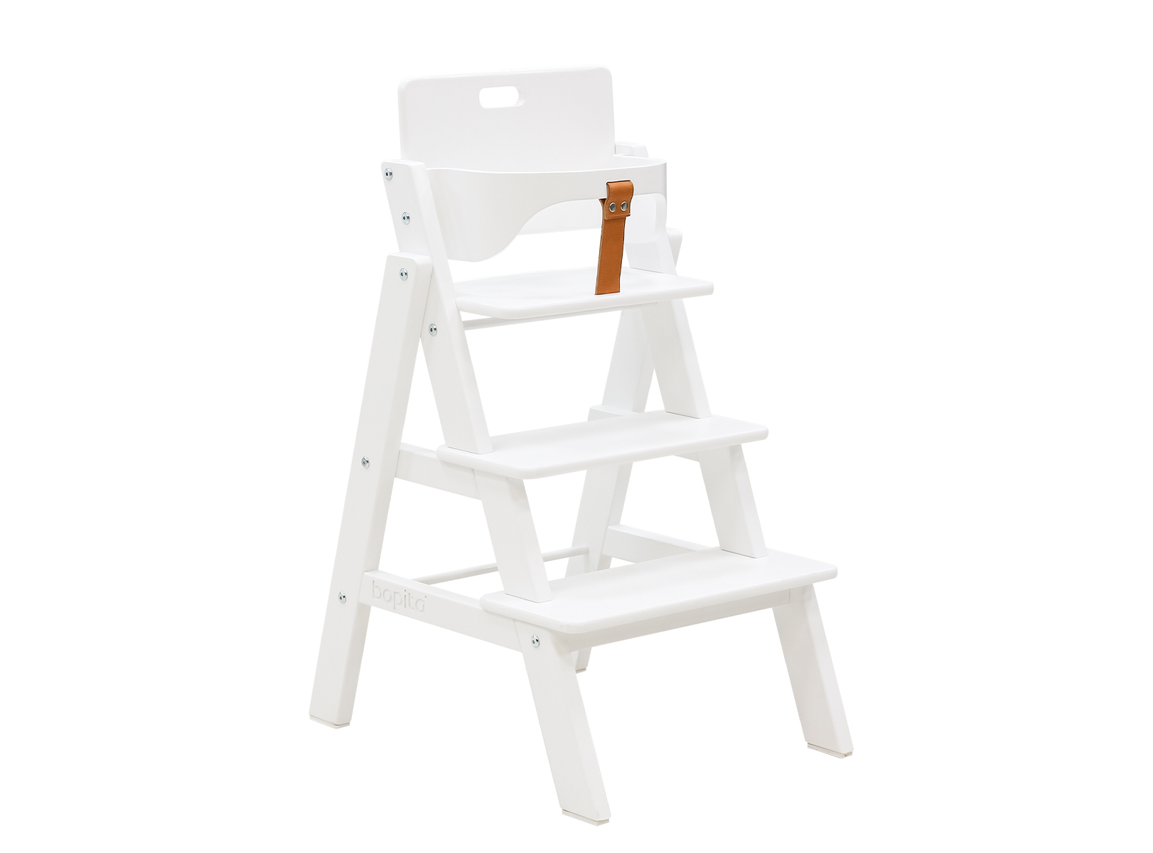 Chaise haute avec support blanc en hêtre