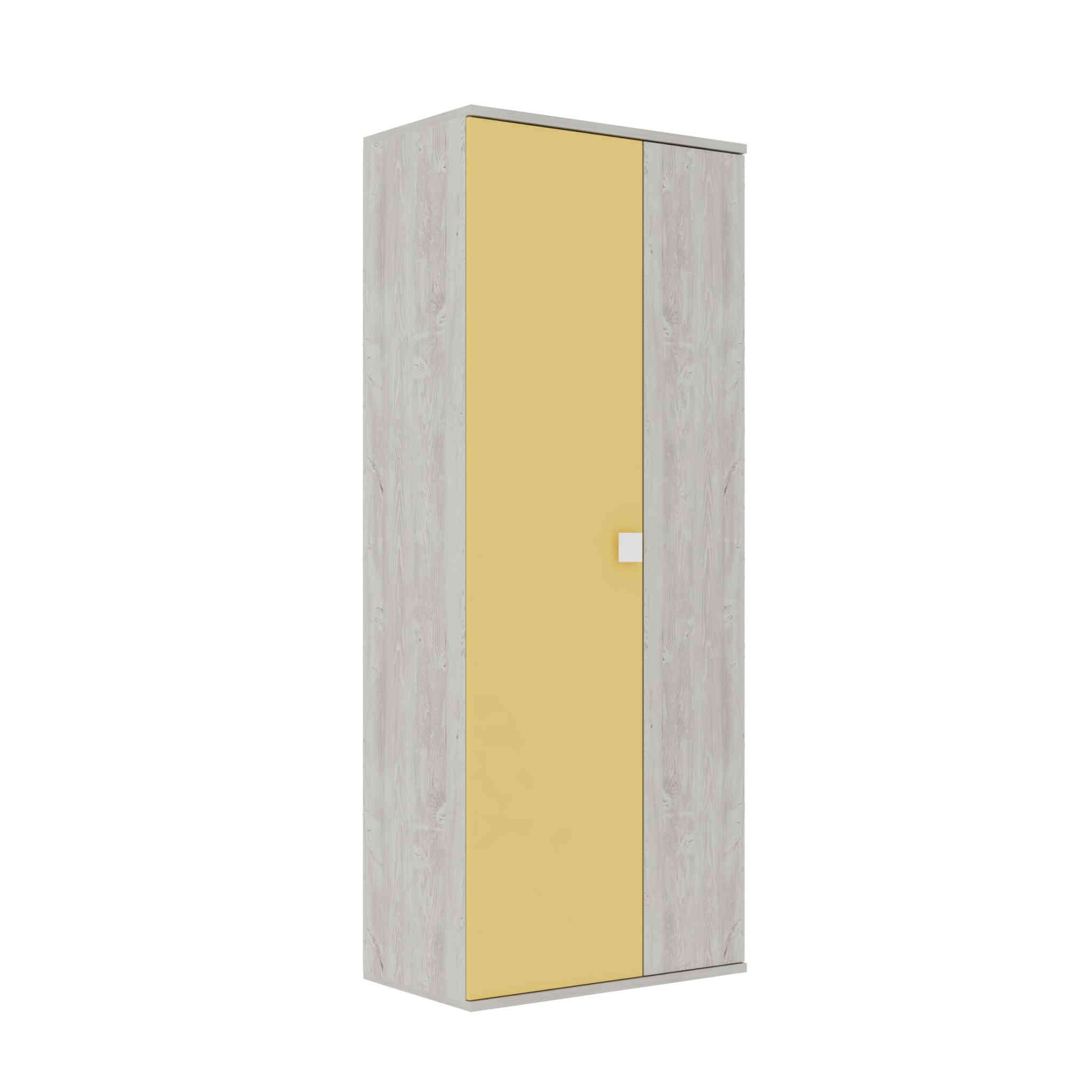 Armoire 2 portes en bois gris clair et jaune 223cm
