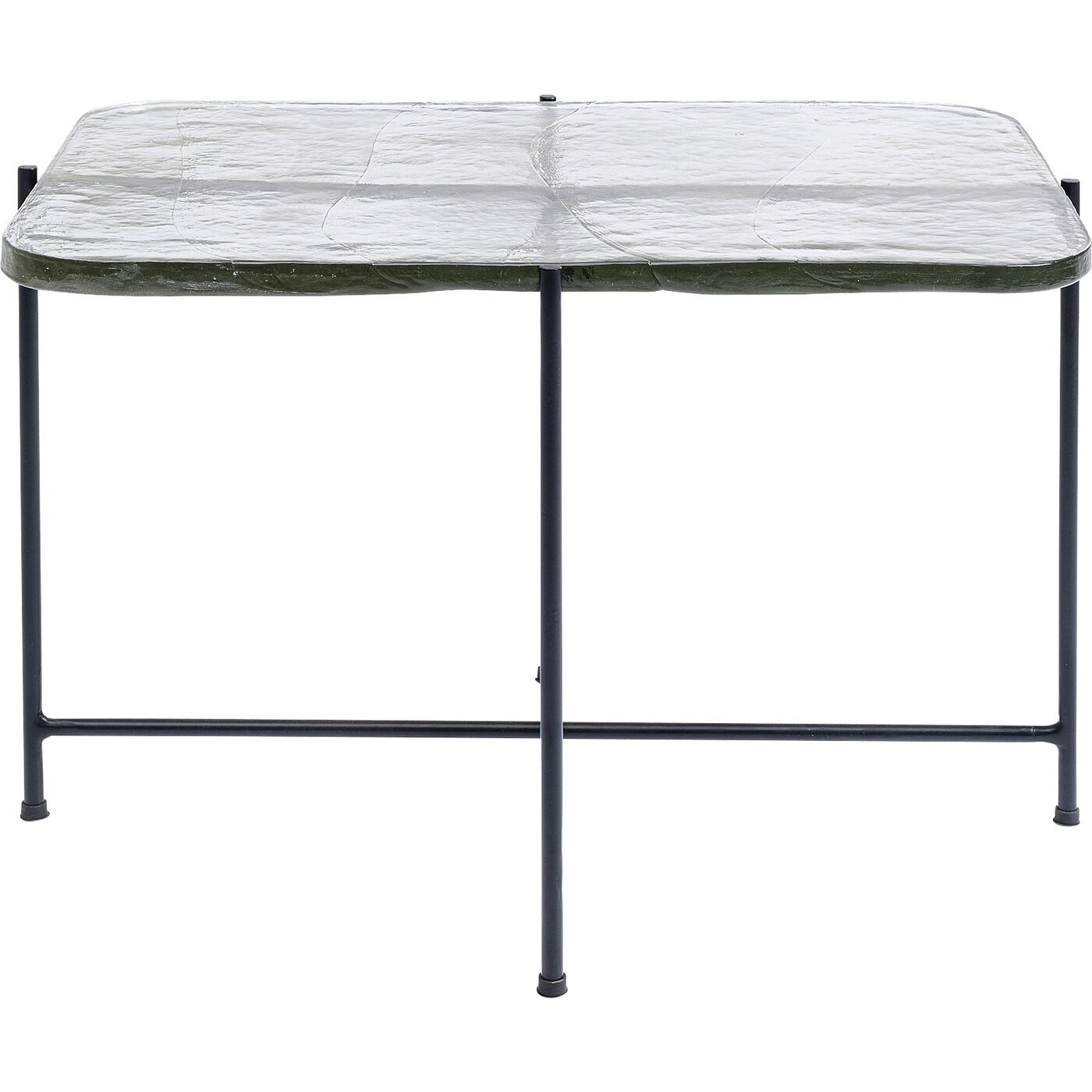 Table basse en verre brut et acier noir