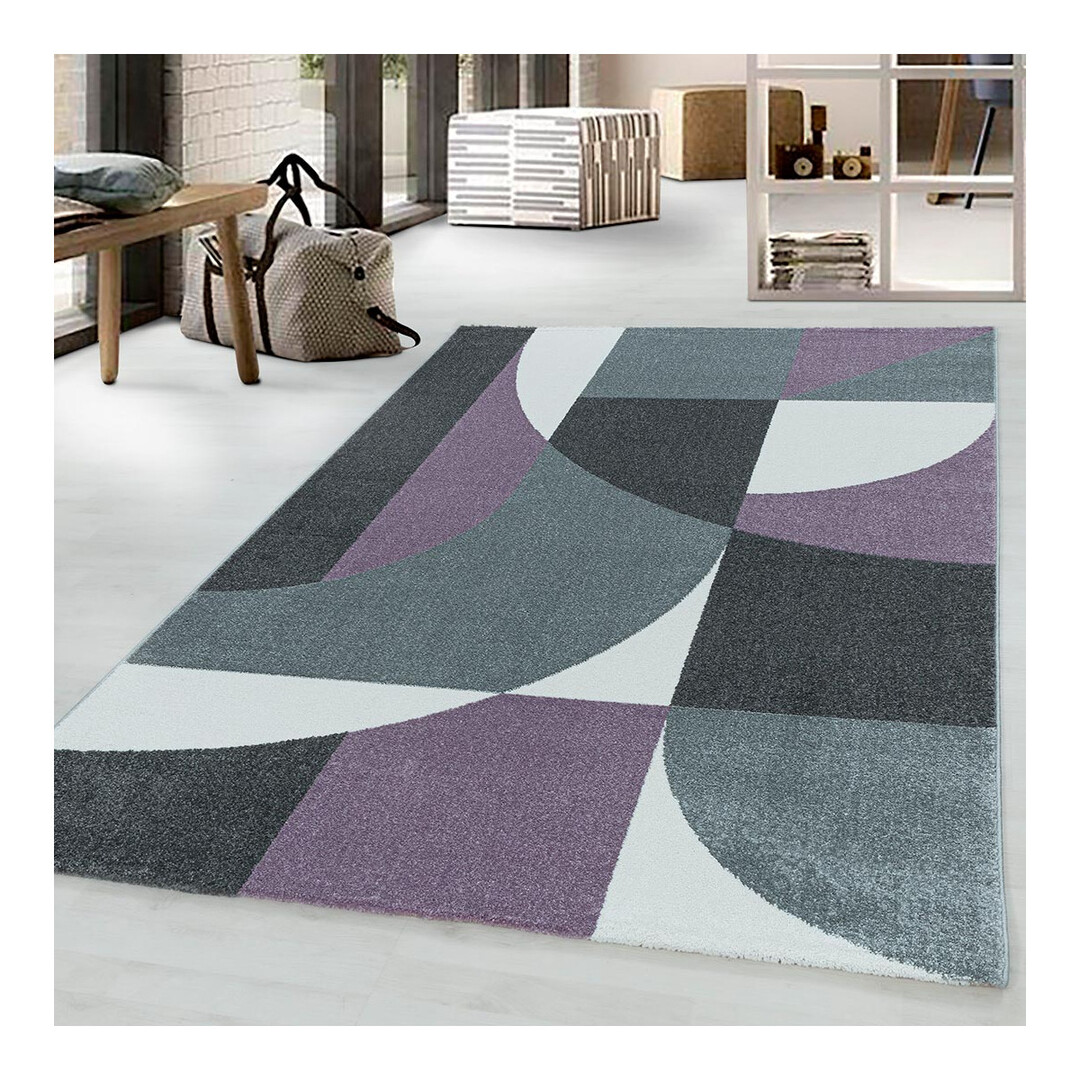 Tapis géométrique scandinave en polypropylène violet 160x230 Tapis géométrique scandinave en polypropylène violet 160x230