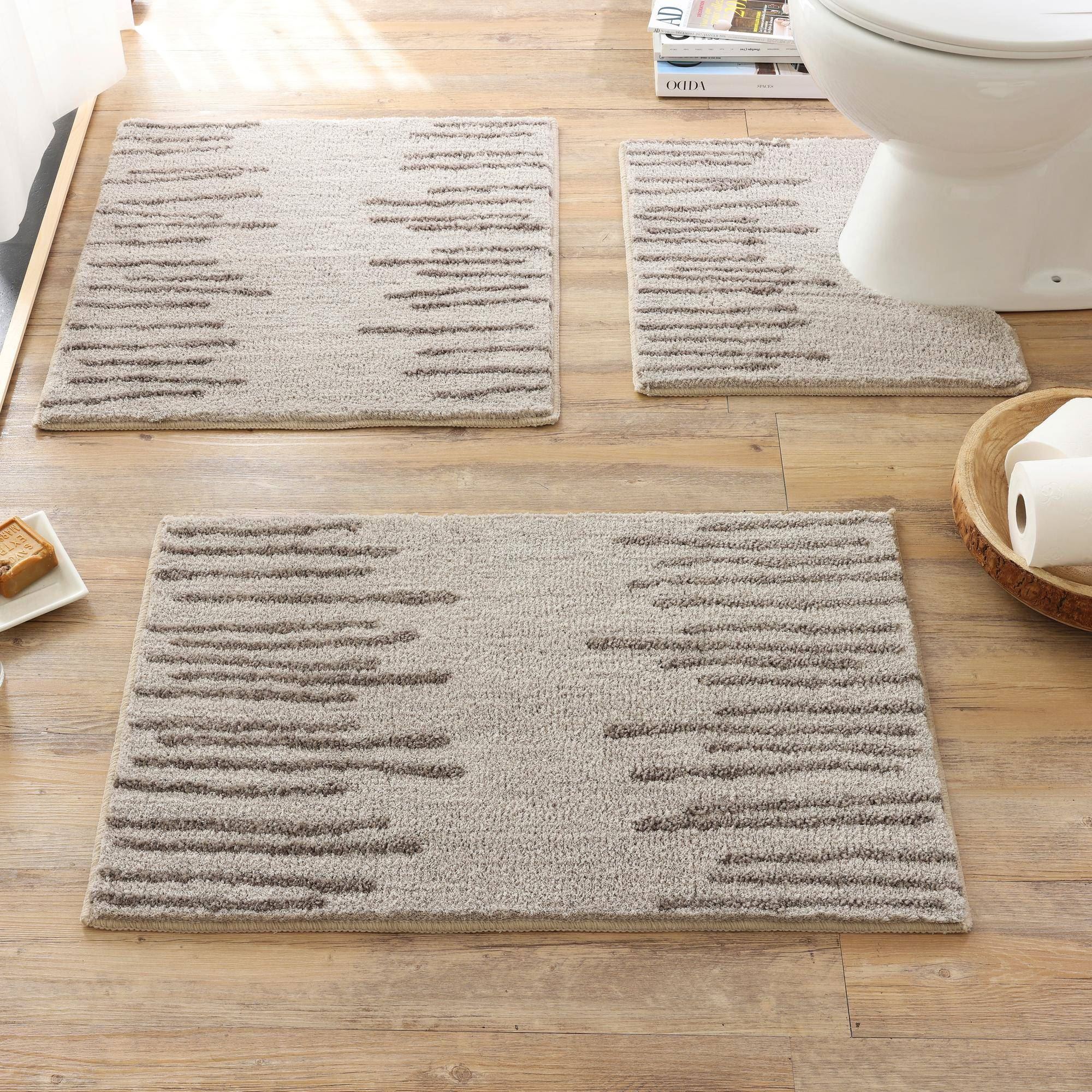 Tapis de bain beige 60x100 en polyester Tapis de bain beige 60x100 en polyester