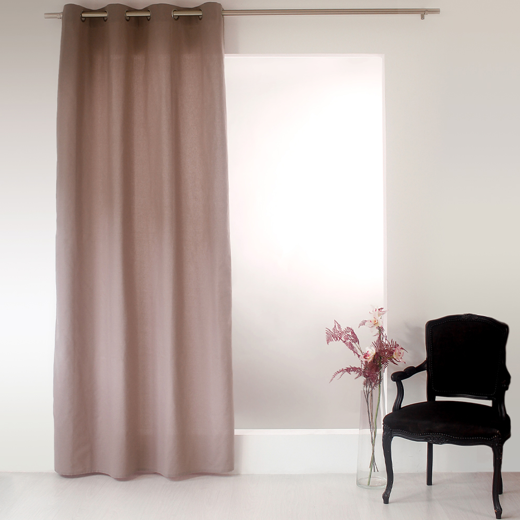 Rideau coloré en pur coton 8 œillets coton marron glacé 240x135 Rideau coloré en pur coton 8 œillets coton marron glacé 240x135