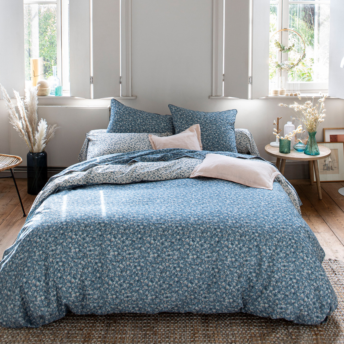 Housse de couette coton 200x200 cm bleu foncé Housse de couette coton 200x200 cm bleu foncé