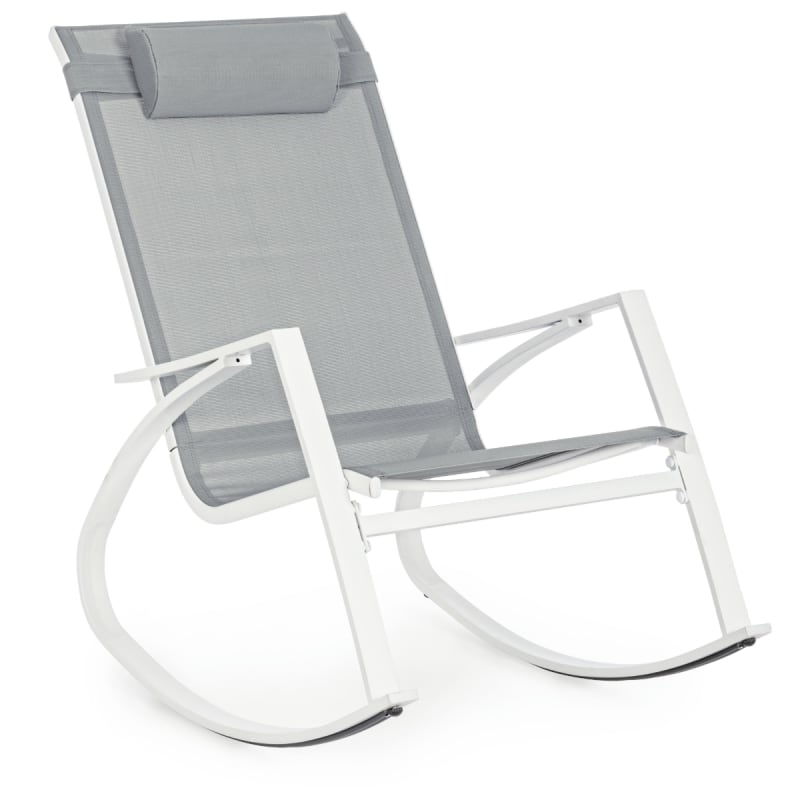 Rocking chair extérieur en acier et textilène blanc