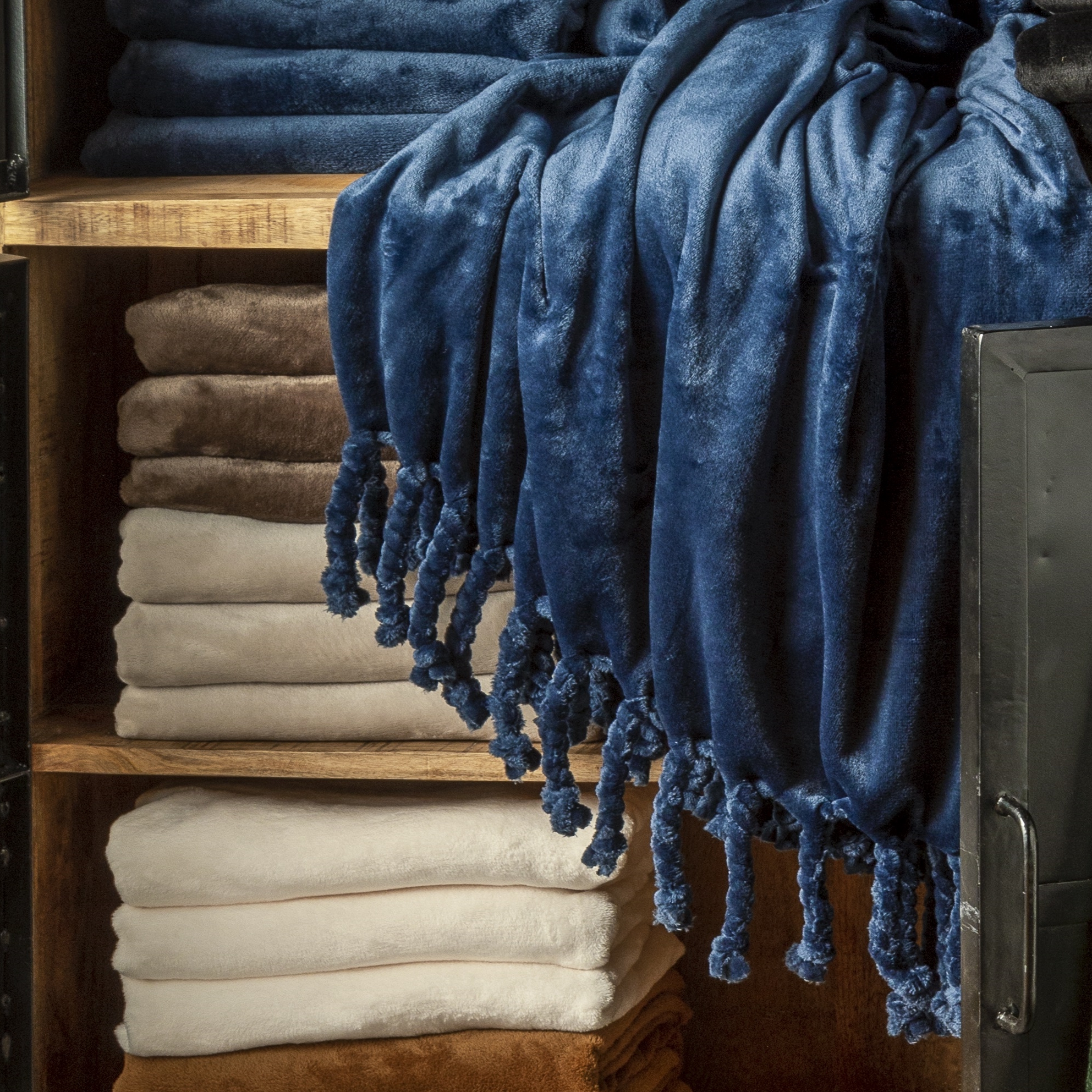 plaid bleu fleece 150x200 cm uni