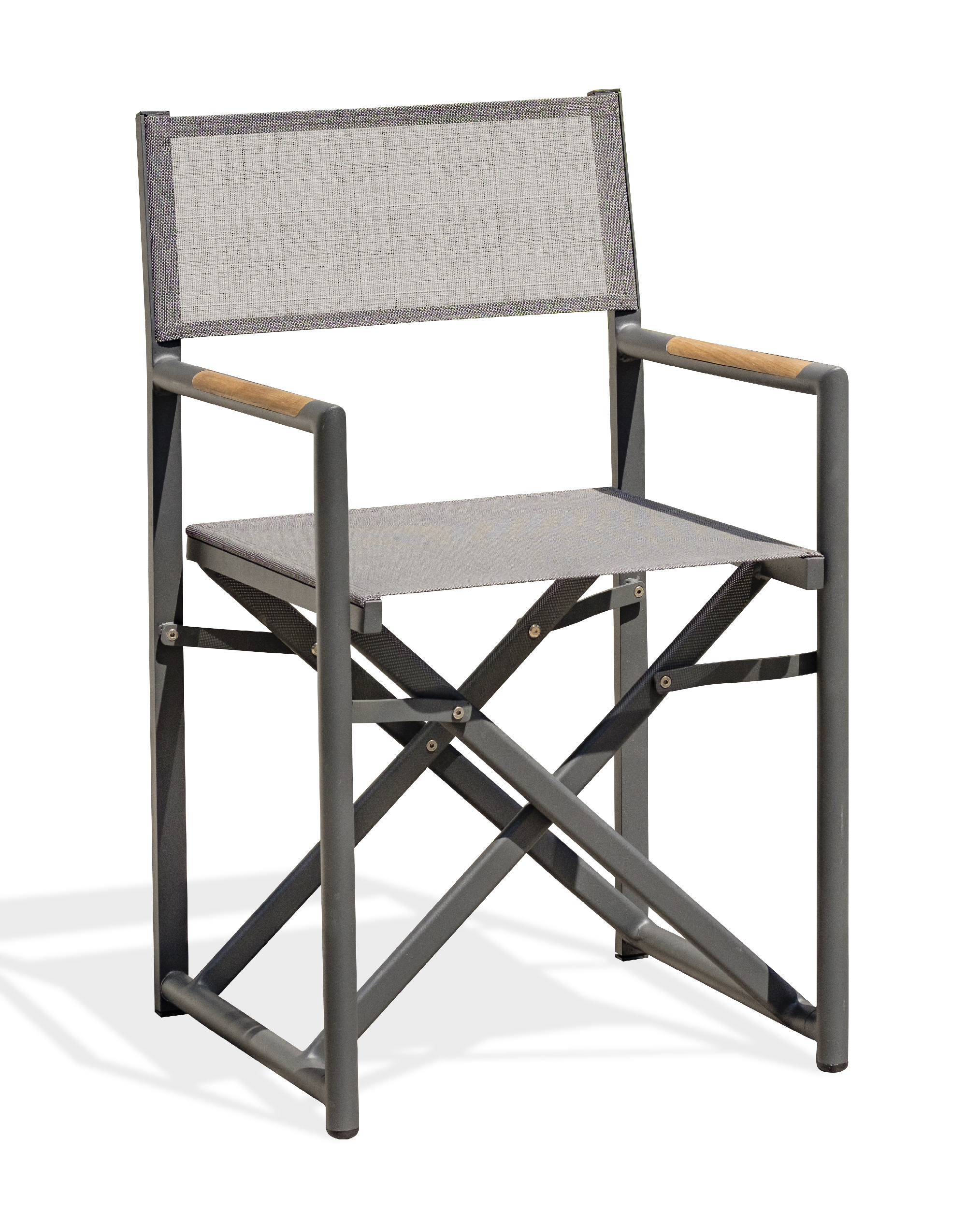 fauteuil de jardin en toile plastifiée et aluminium gris anthracite