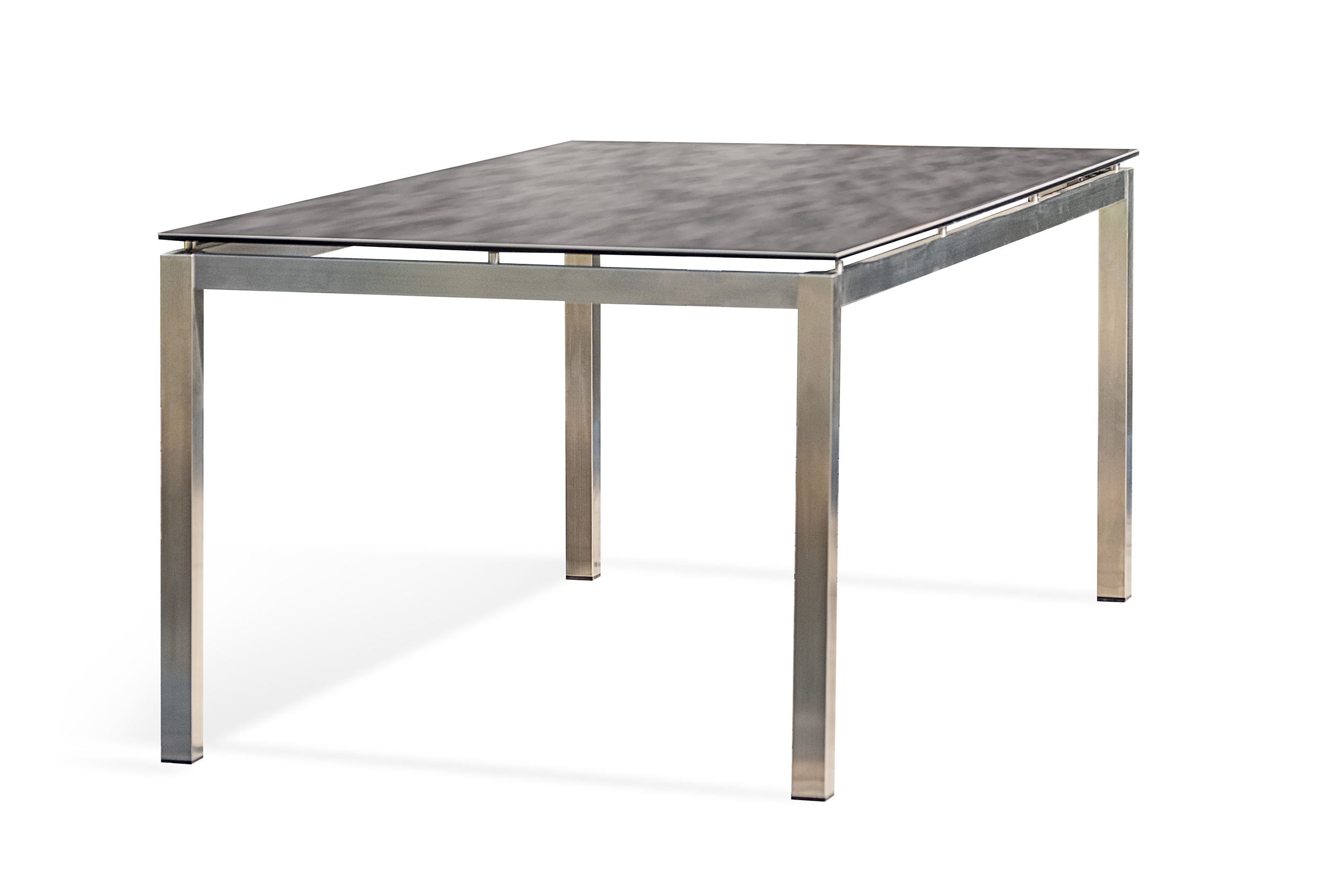Table de jardin plateau céramique structure inox gris