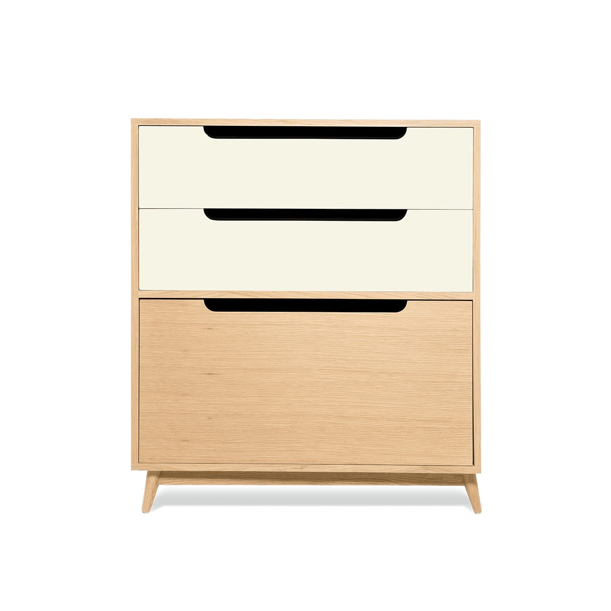 Petite commode blanc sable chene naturel Petite commode blanc sable chene naturel