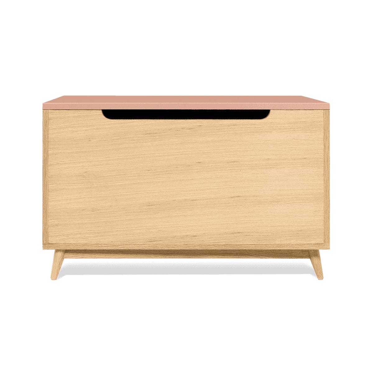 Coffre de rangement rose blush chene naturel Coffre de rangement rose blush chene naturel