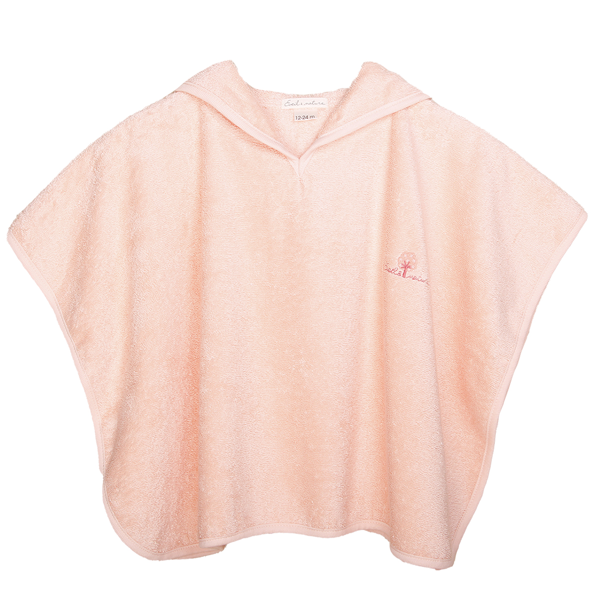 Poncho Eponge 0/24 mois Coton bio Pêche