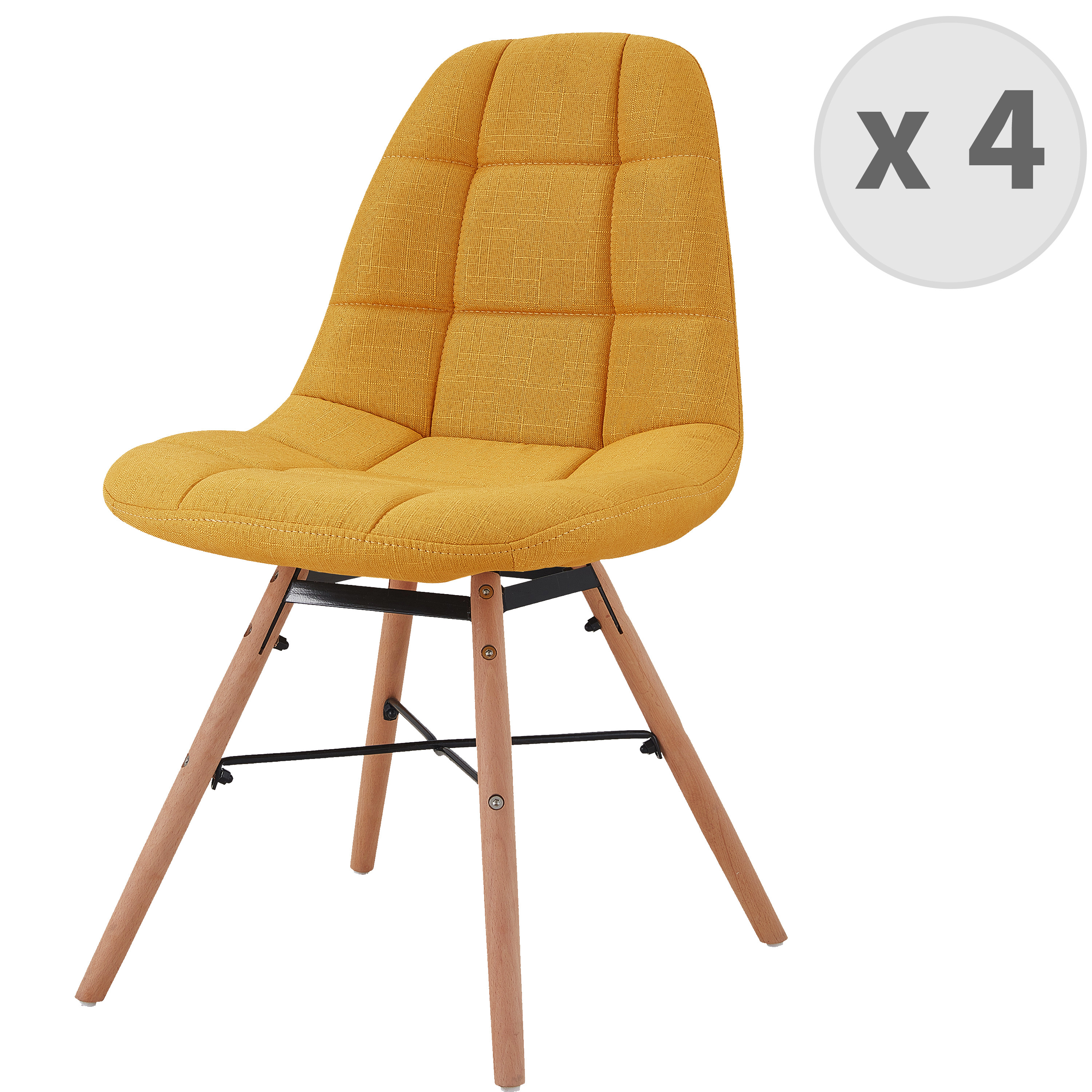 Chaise scandinave tissu curry pieds hêtre (x4) Chaise scandinave tissu curry pieds hêtre (x4)