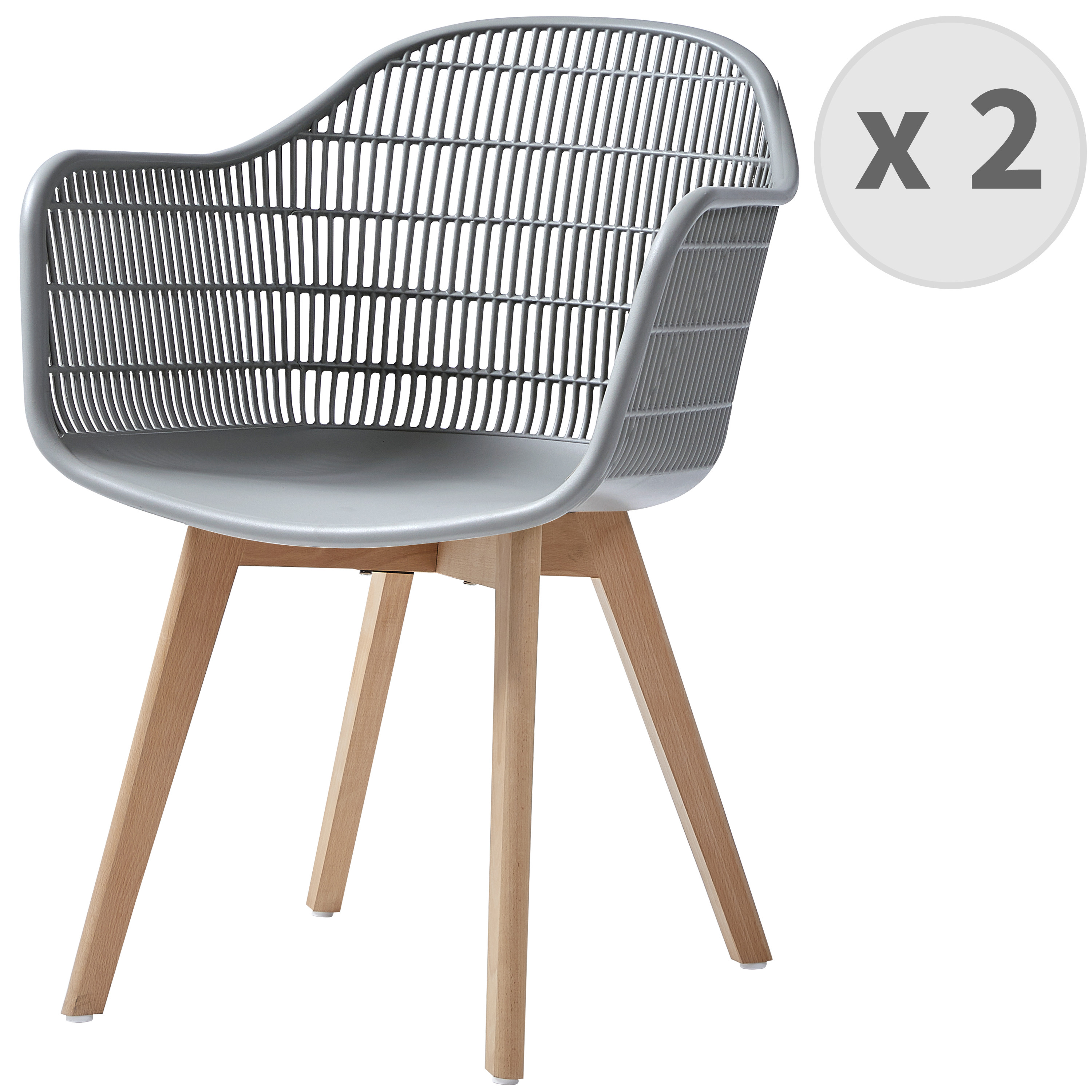 Chaise scandinave gris pieds hêtre (x2) Chaise scandinave gris pieds hêtre (x2)