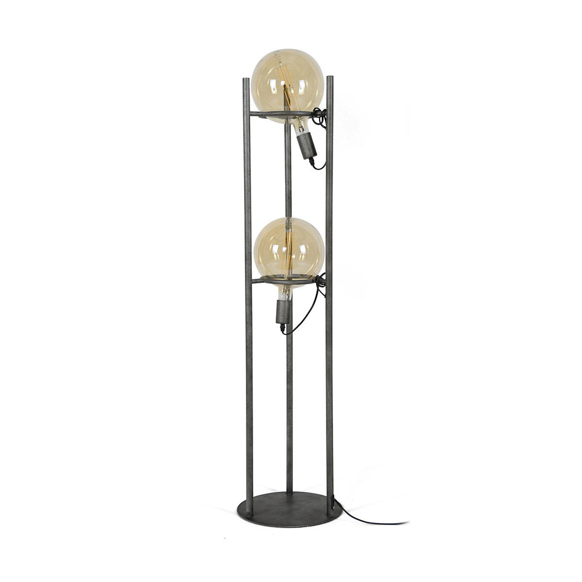 Lampadaire vintage en métal argent 130 cm Lampadaire vintage en métal argent 130 cm