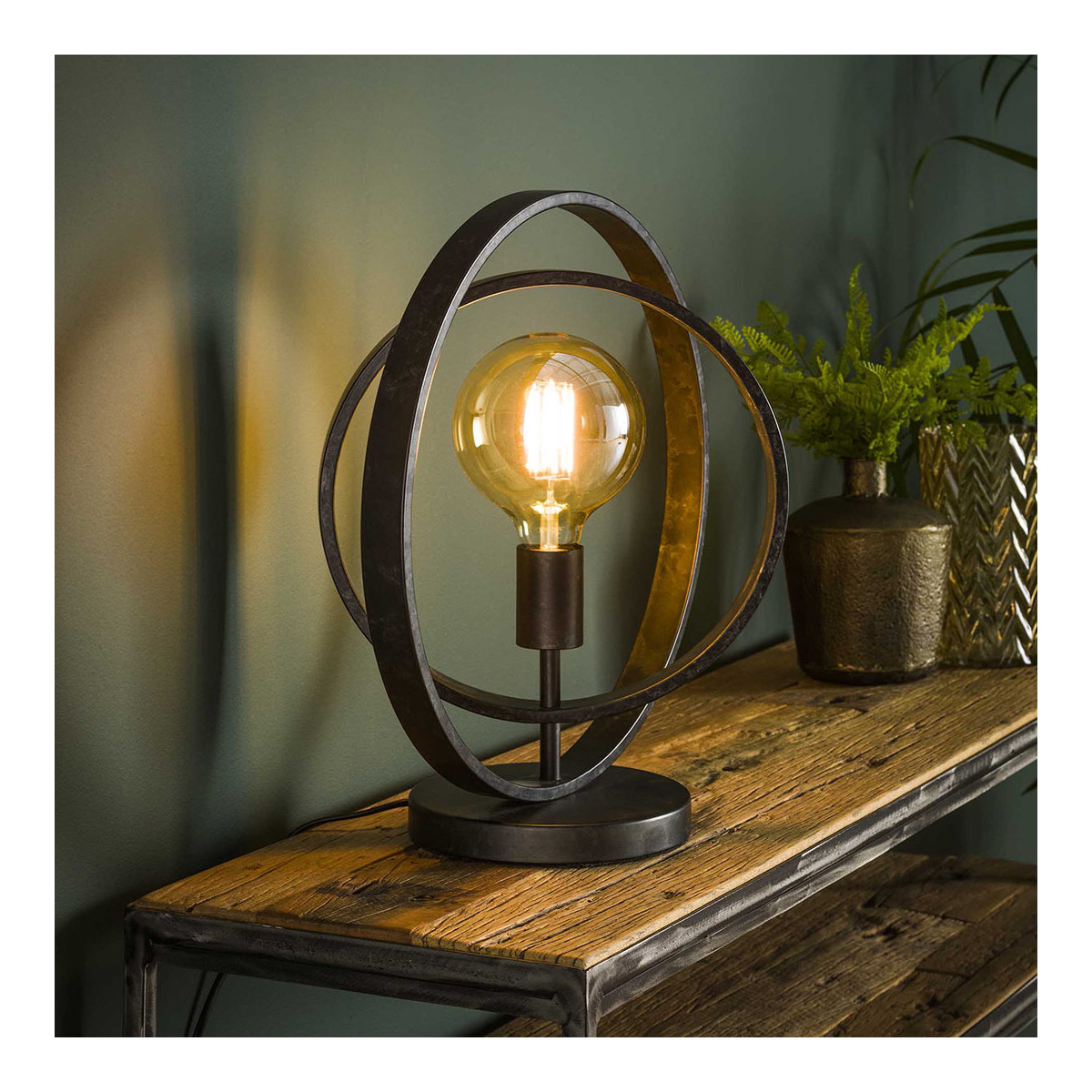Lampe à Poser industriel en métal noir 43 cm