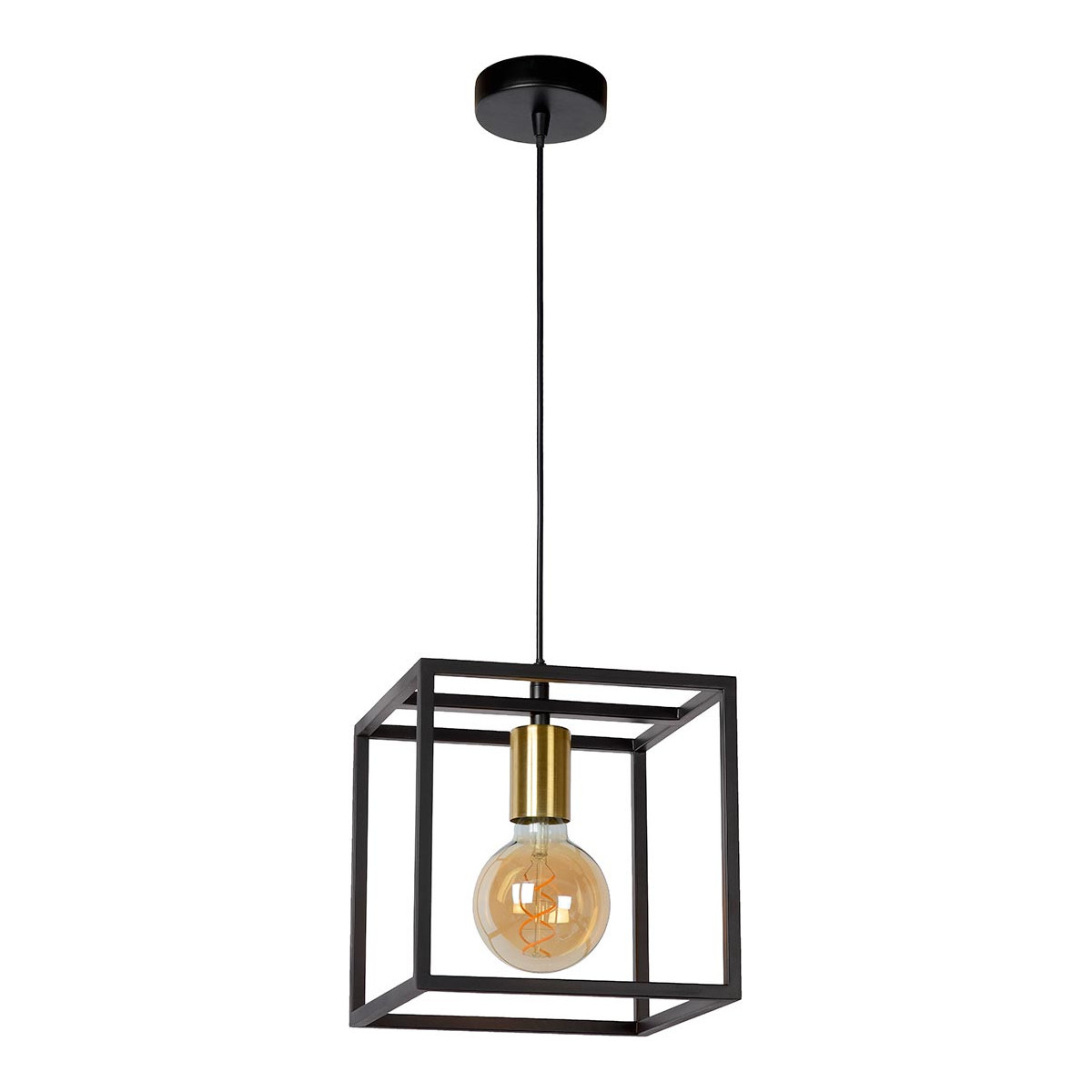 Suspension industrielle en métal noir 150 cm