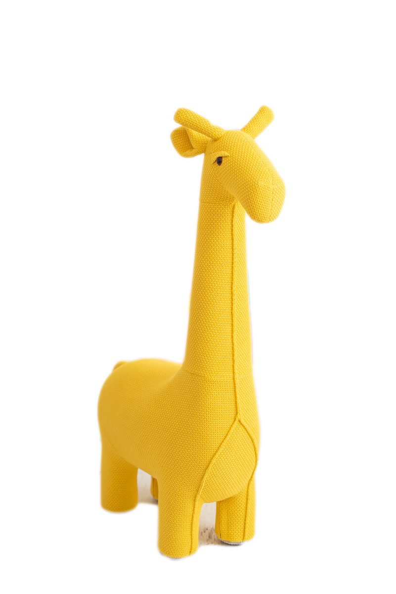 Maxi girafe en peluche siège en 100% coton jaune