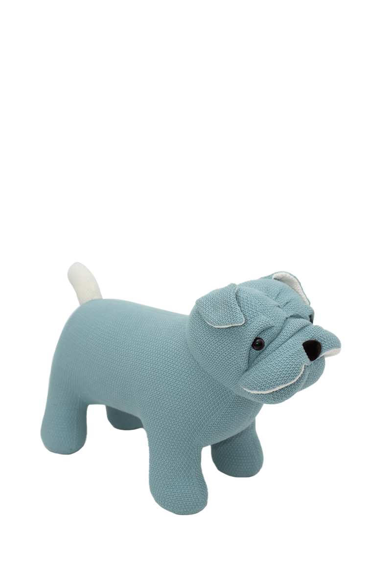 Peluche mini-chien 100% coton bleu