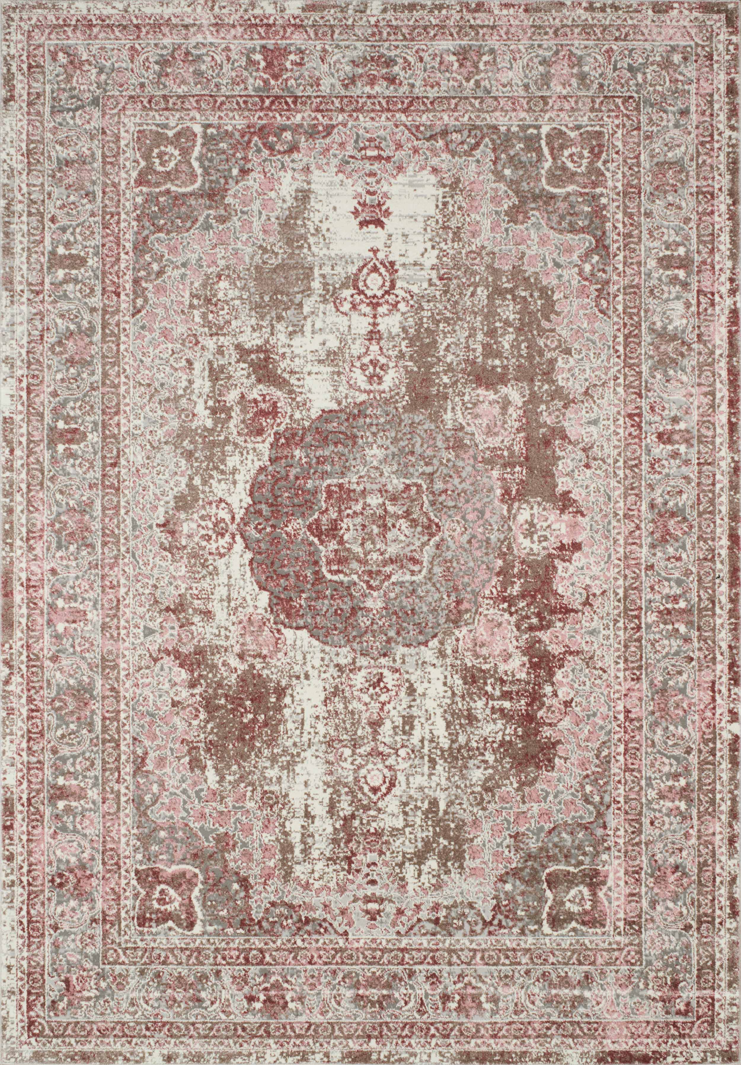 Tapis vintage motif baroque rose - 160x230