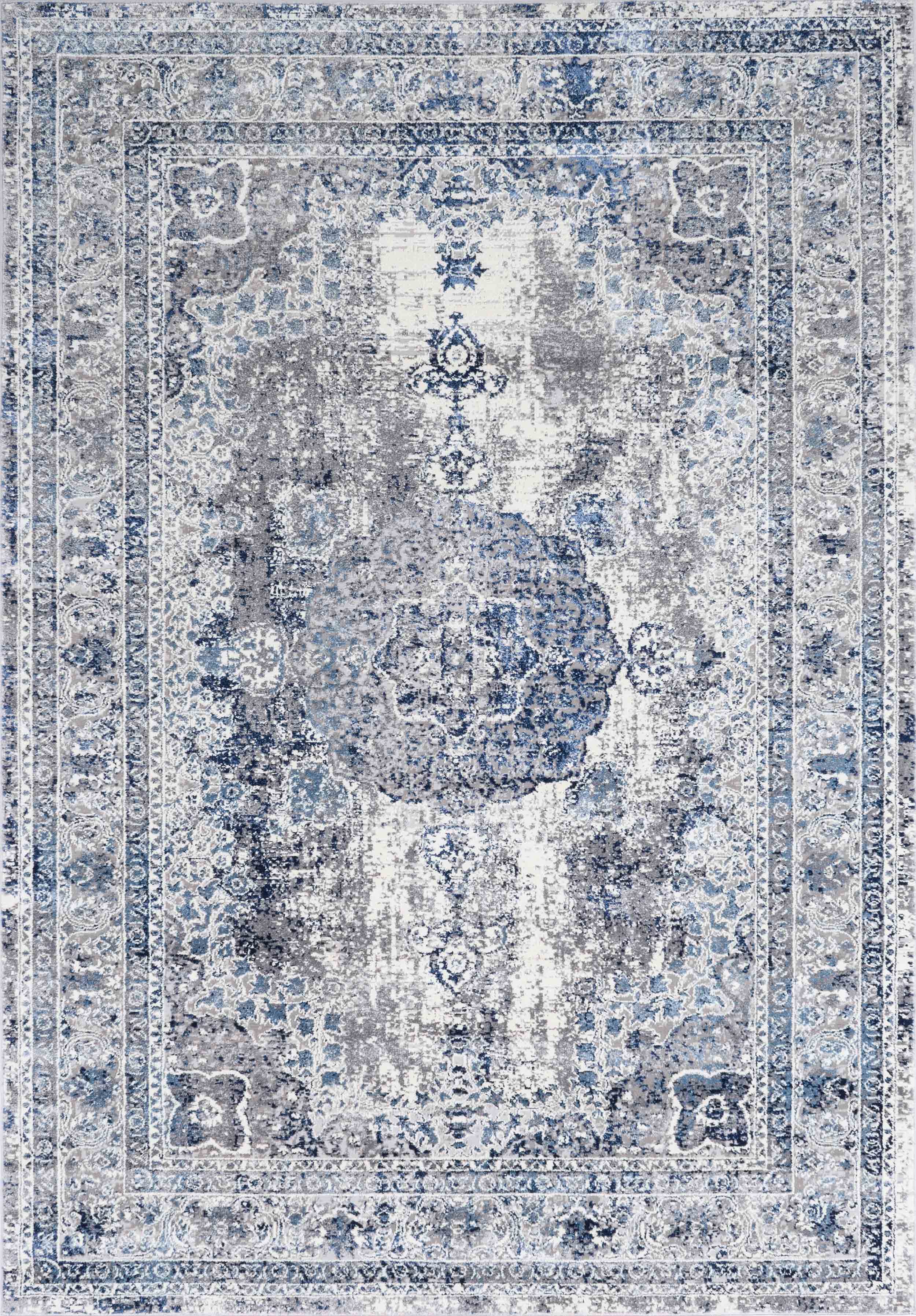 Tapis vintage motif baroque bleu - 160x230