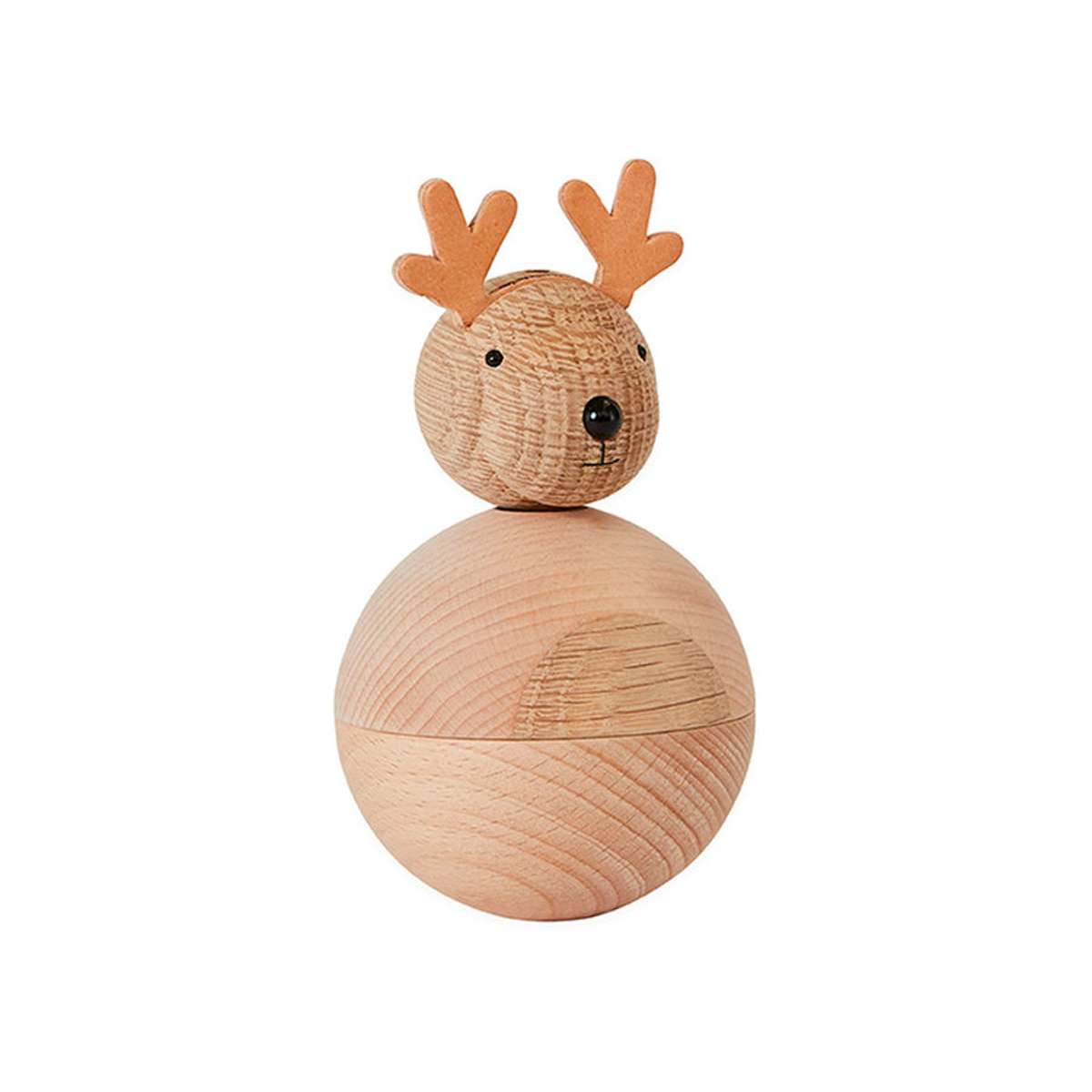 Rudolf marron hêtre, chêne et cuir Ø7xH12cm Rudolf marron hêtre, chêne et cuir Ø7xH12cm