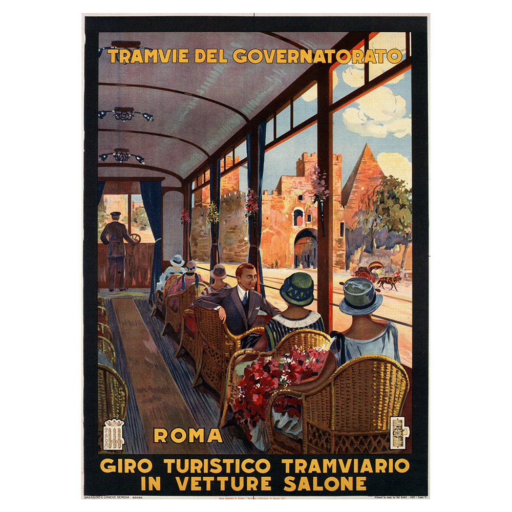 Affiche touristique vintage Rome Tramways Du Gouvernorat 50x70cm