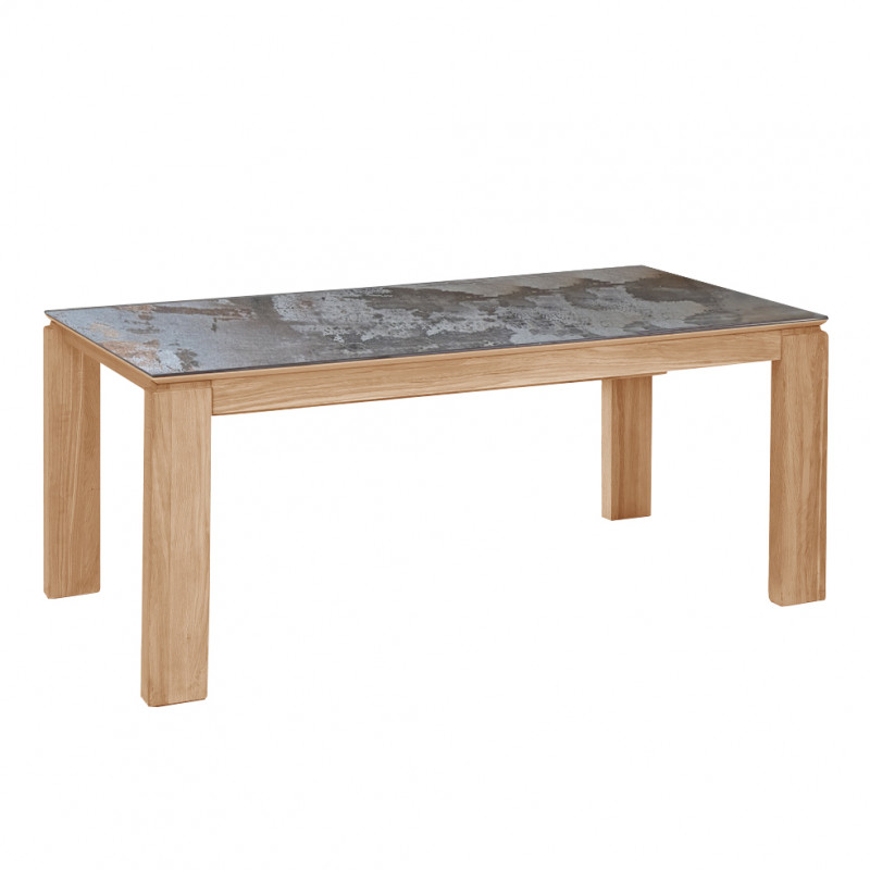 Table de repas extensible 160/260 cm en chêne et plateau dekton Table de repas extensible 160/260 cm en chêne et plateau dekton