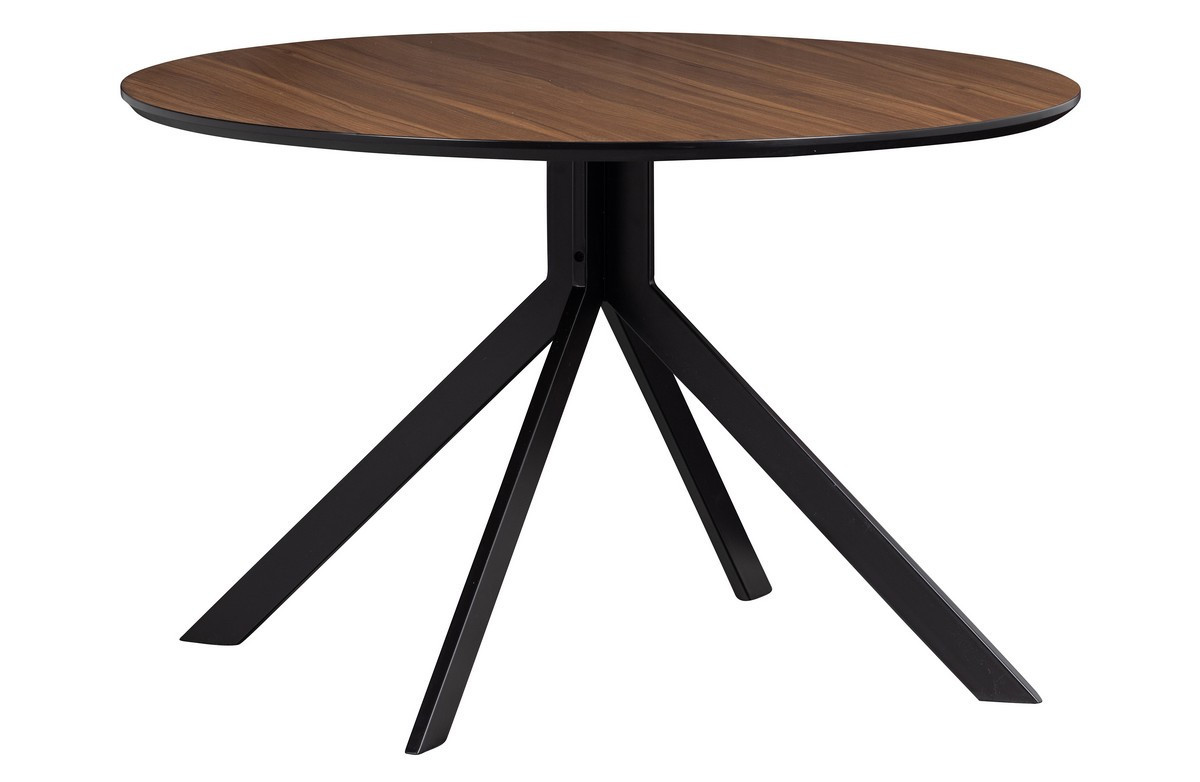Table à manger ronde en MDF 4 personnes, marron, Ø120 cm
