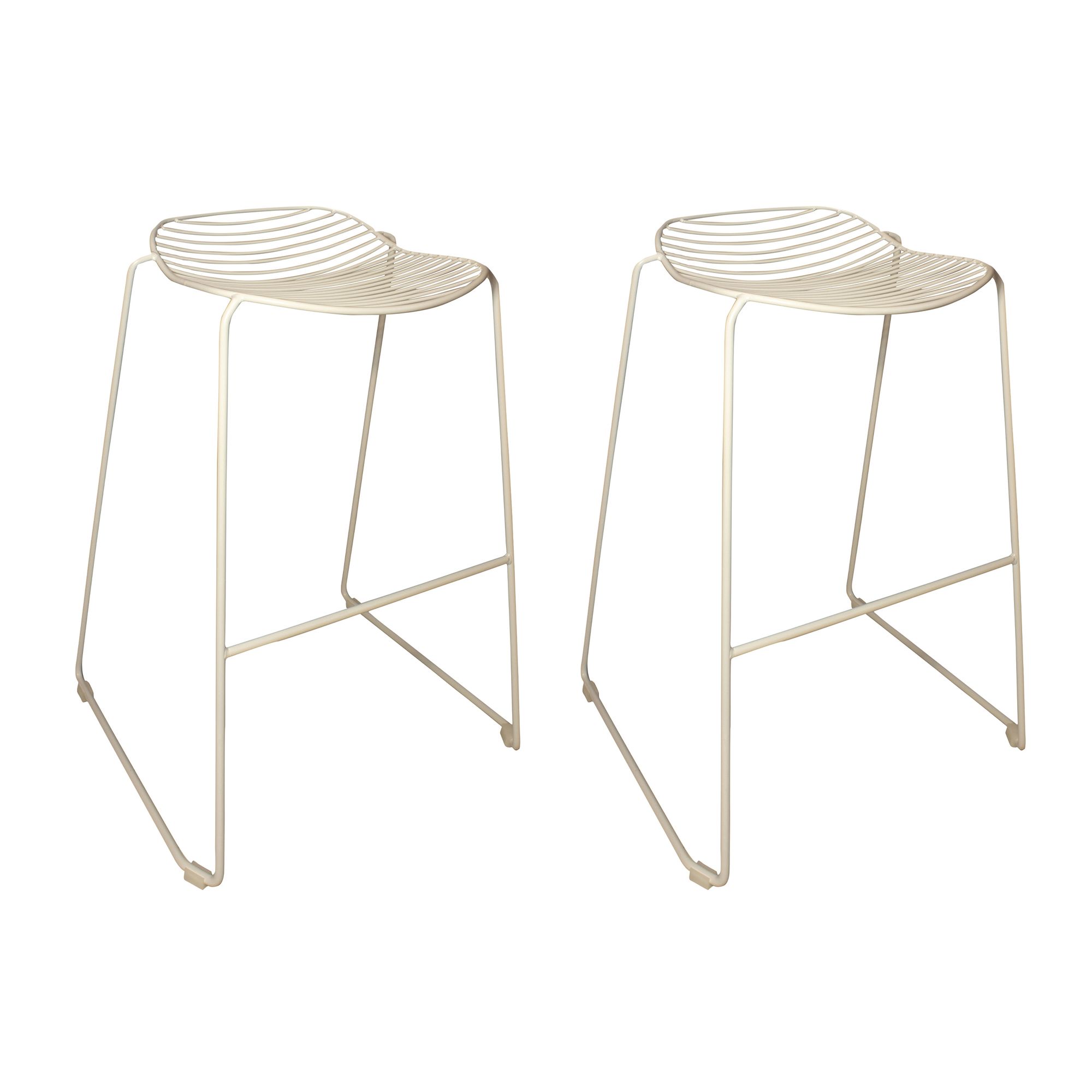 Lot de 2 tabourets extérieur en métal blanc