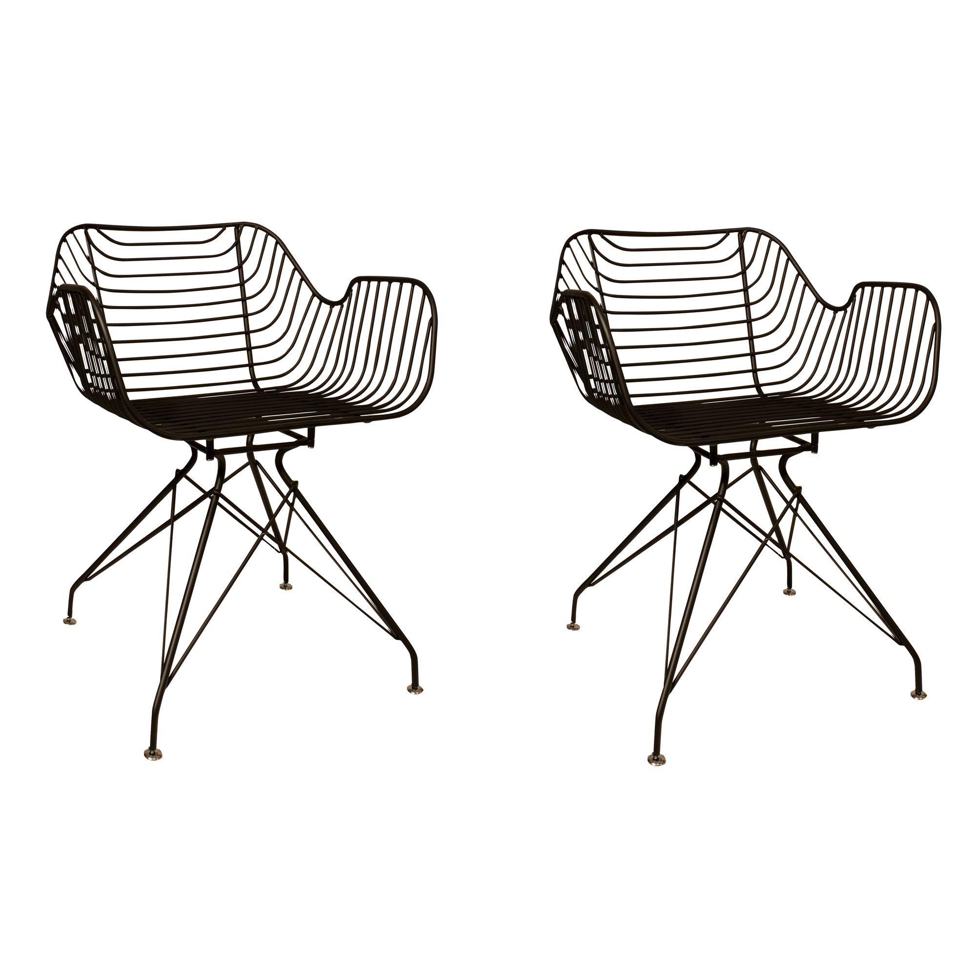 Lot de 2 fauteuils de table outdoor en métal h76cm