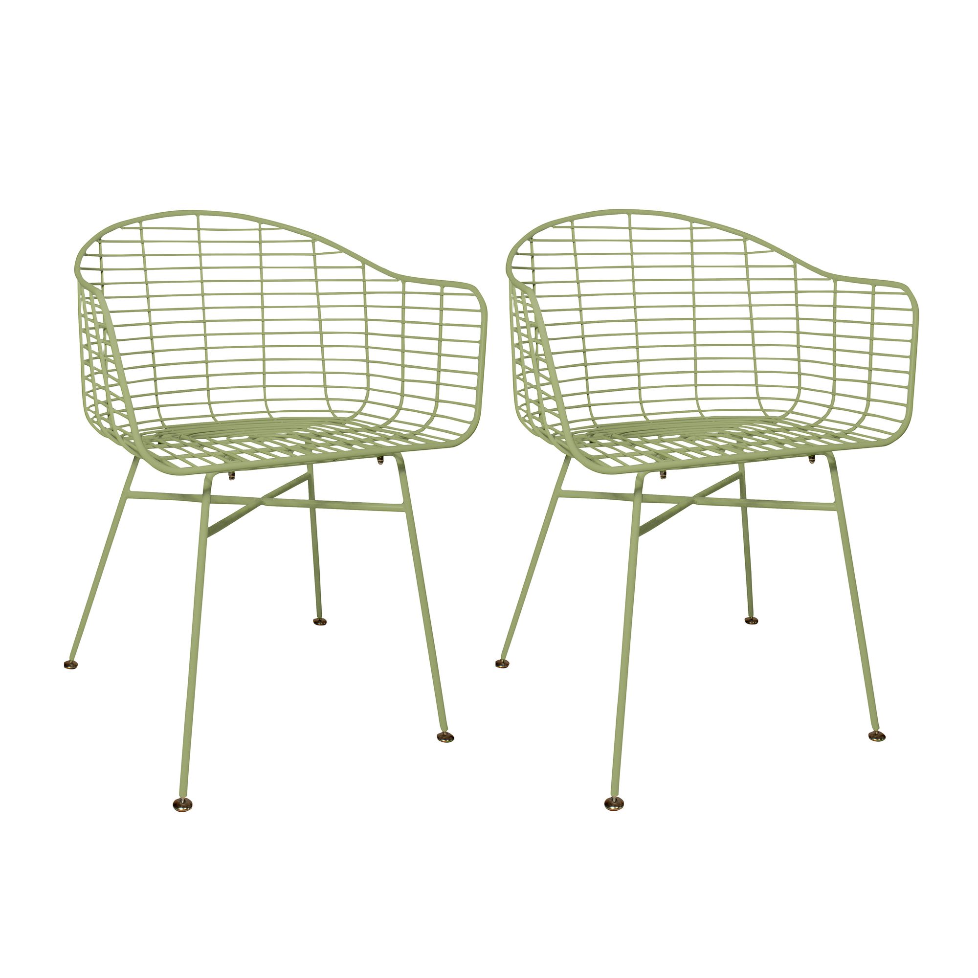 Lot de 2 fauteuils de table extérieur en métal vert