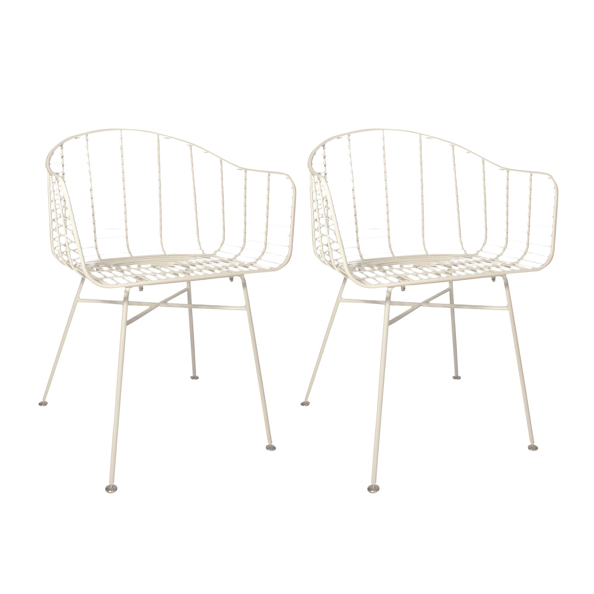 Lot de 2 fauteuils de table extérieur en métal blanc