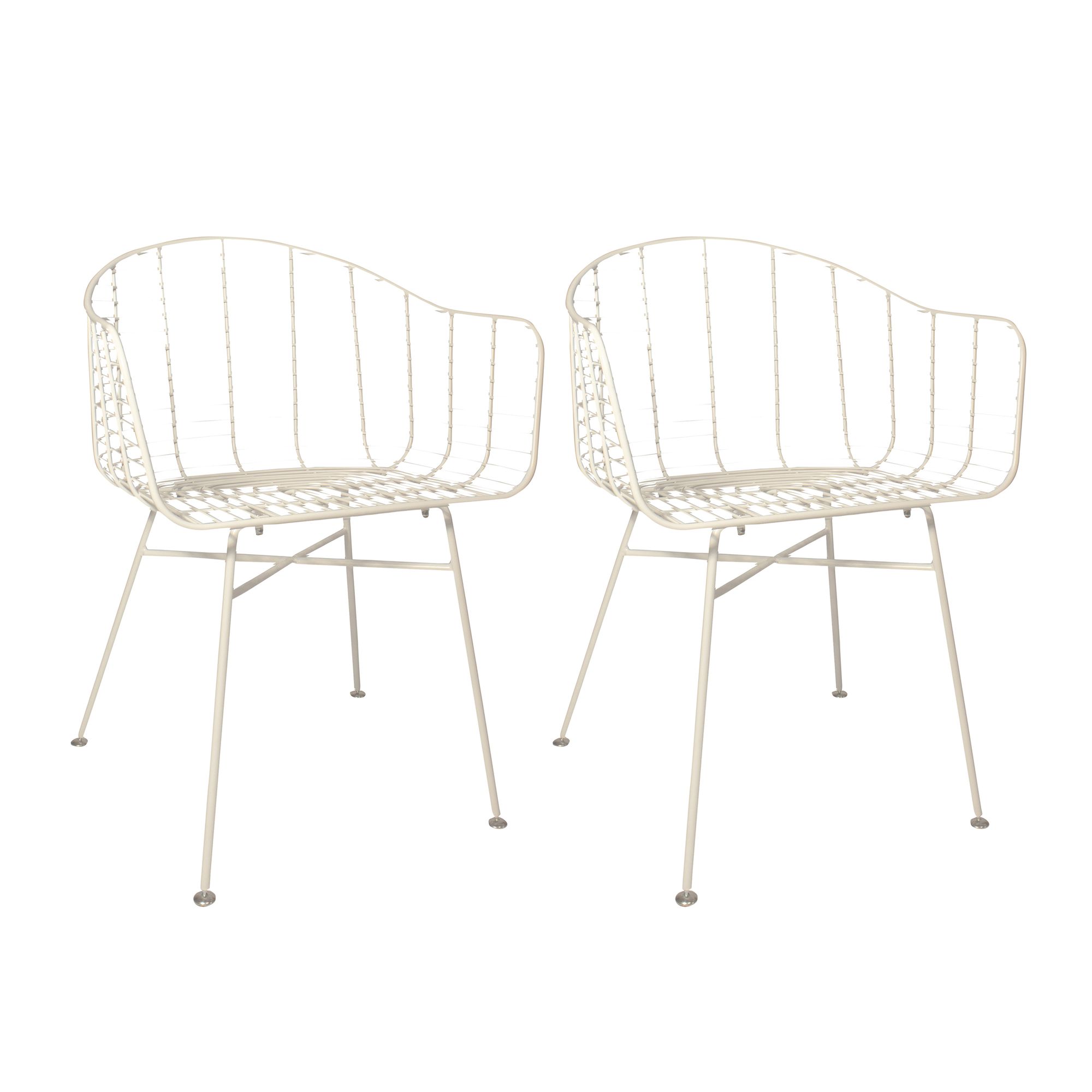 Lot de 2 fauteuils de table outdoor en métal blanc h78cm