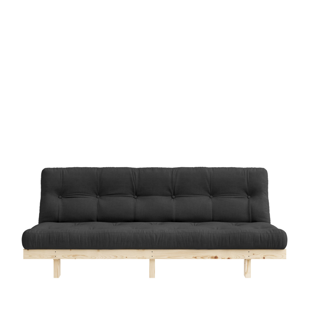 Canapé convertible en bois naturel et tissu – Gris foncé