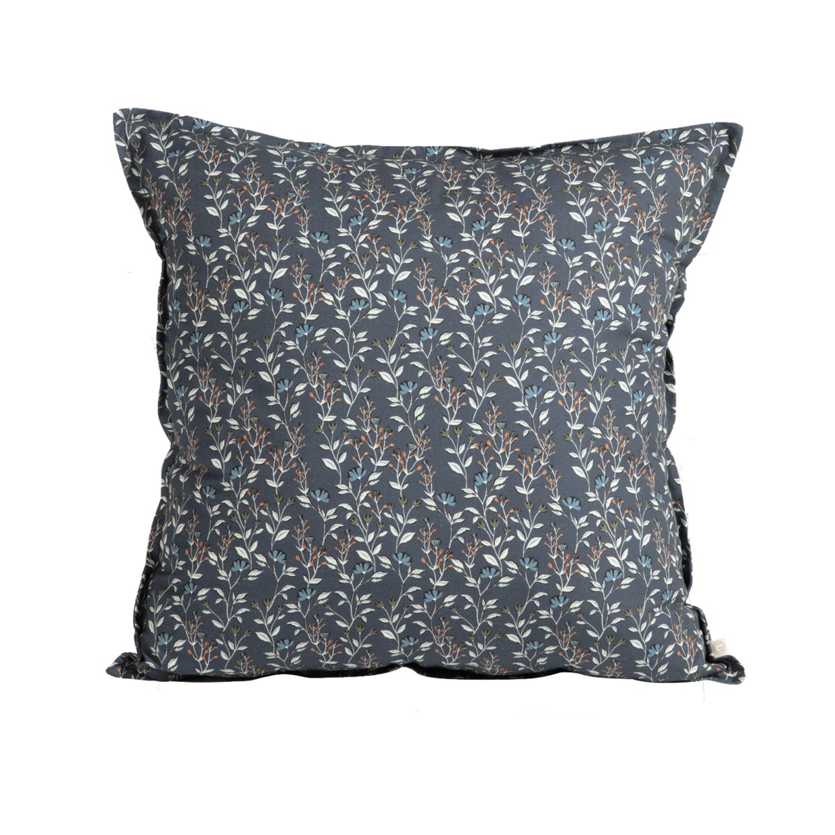 Housse de coussin en coton imprimé fleuri bleu foncé 50x50 Housse de coussin en coton imprimé fleuri bleu foncé 50x50