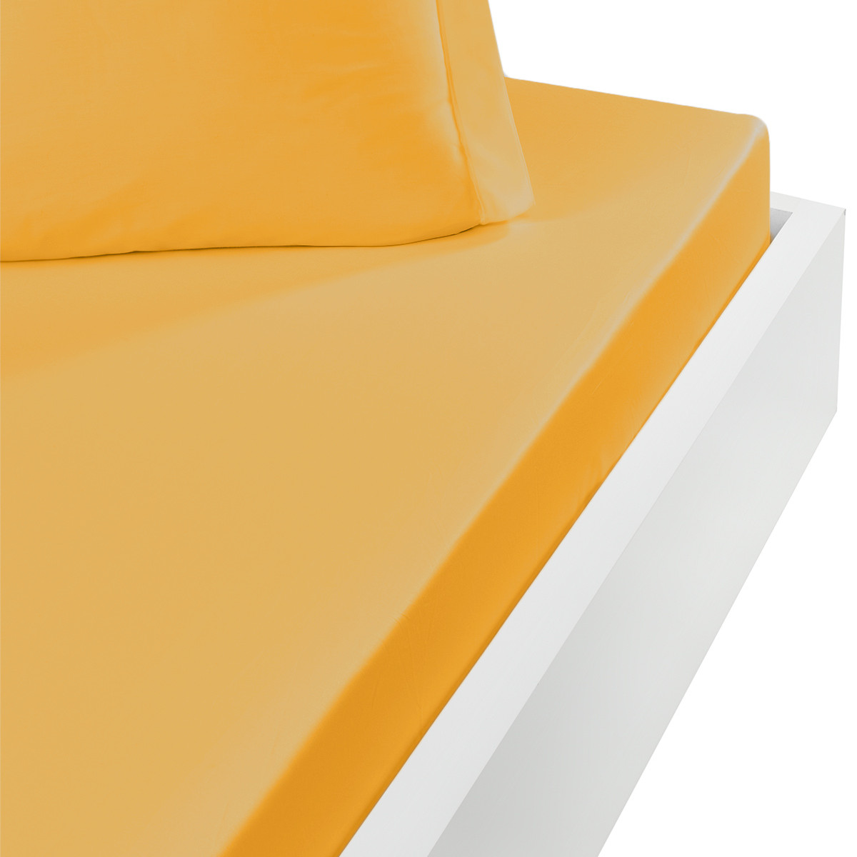 Drap housse en percale lavée Safran 180x200 cm Drap housse en percale lavée Safran 180x200 cm