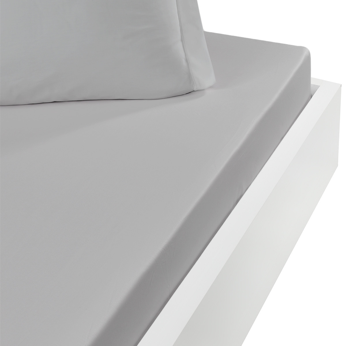 Drap housse en percale lavée Gris Perle 140x190 cm Drap housse en percale lavée Gris Perle 140x190 cm
