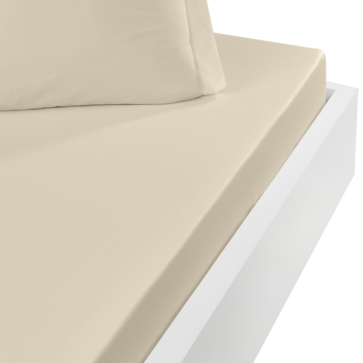 Drap housse en percale lavée Ficelle 180x200 cm Drap housse en percale lavée Ficelle 180x200 cm