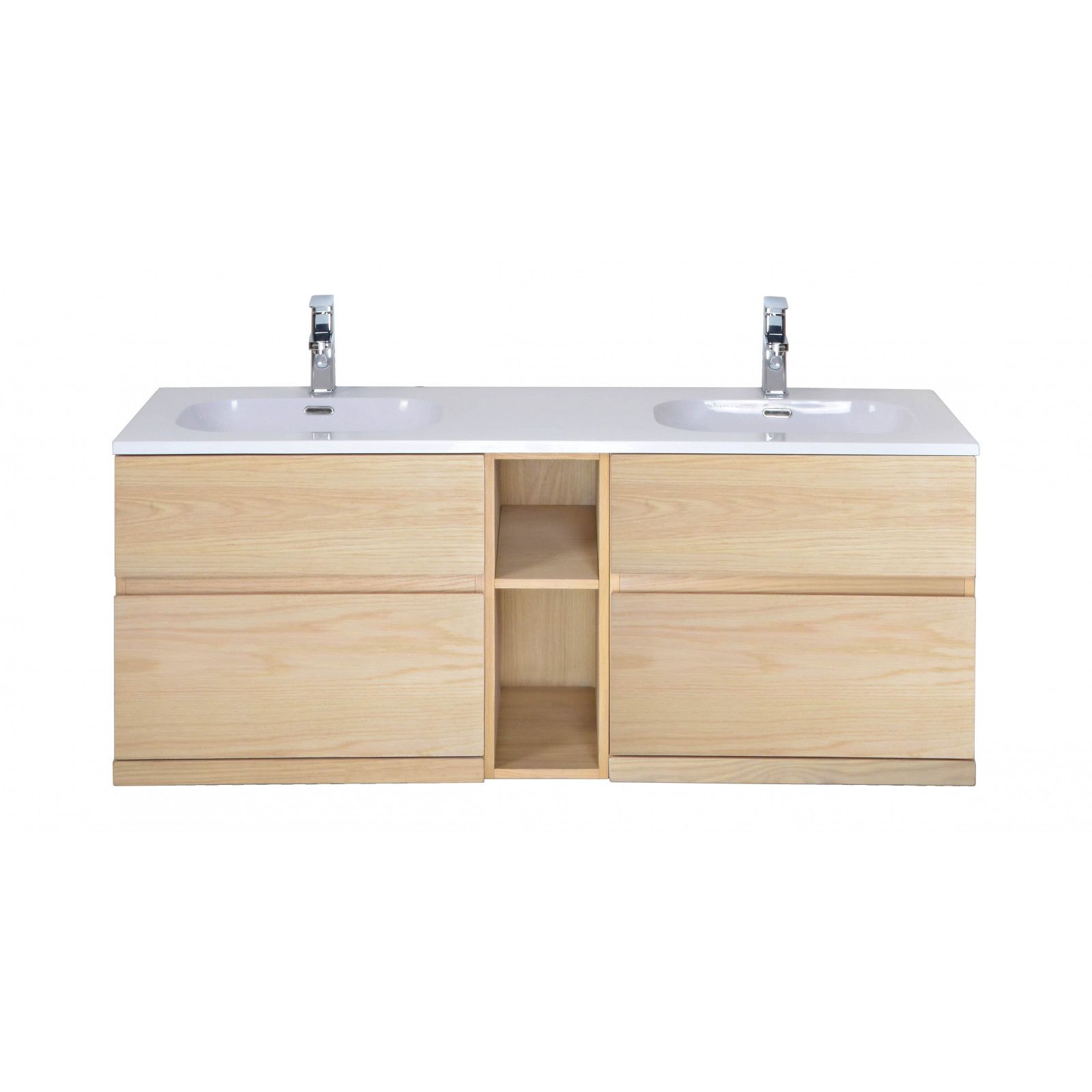Meuble de salle de bain avec vasque effet bois clair Meuble de salle de bain avec vasque effet bois clair