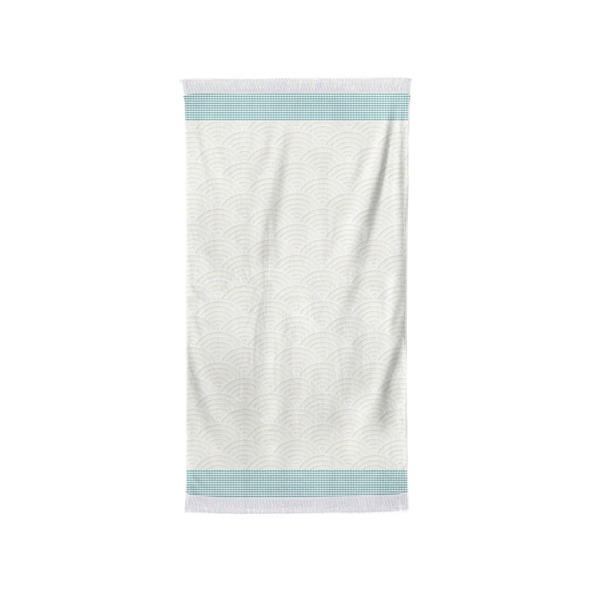 serviette de bain coton ecru et bleu 50x100 cm