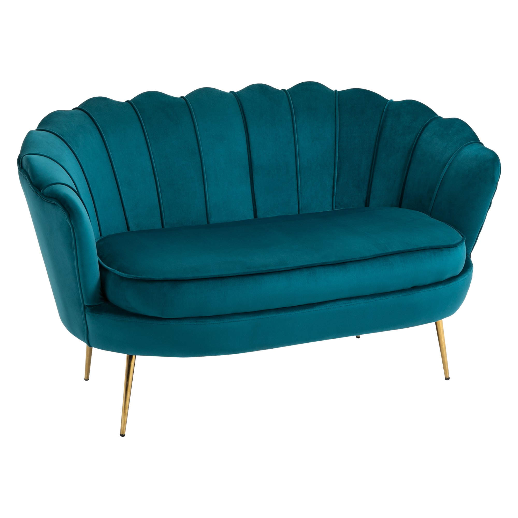 Canapé droit 2 places Bleu Velours Design Confort