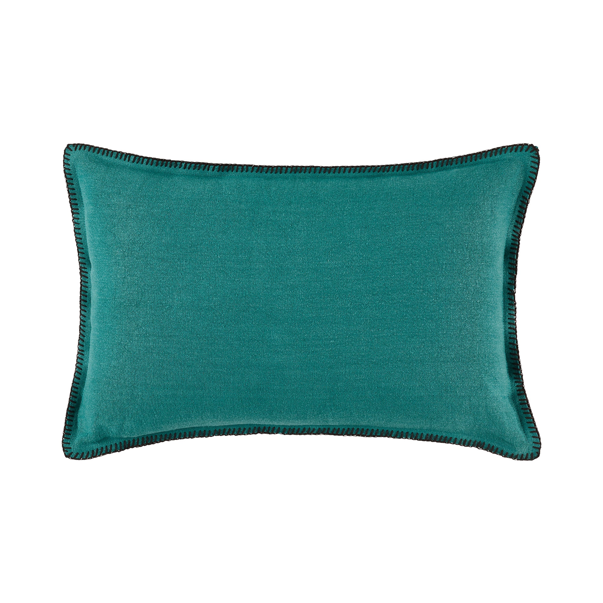Housse de coussin 40x60 cm Lagon et feston noir en Lin Housse de coussin 40x60 cm Lagon et feston noir en Lin