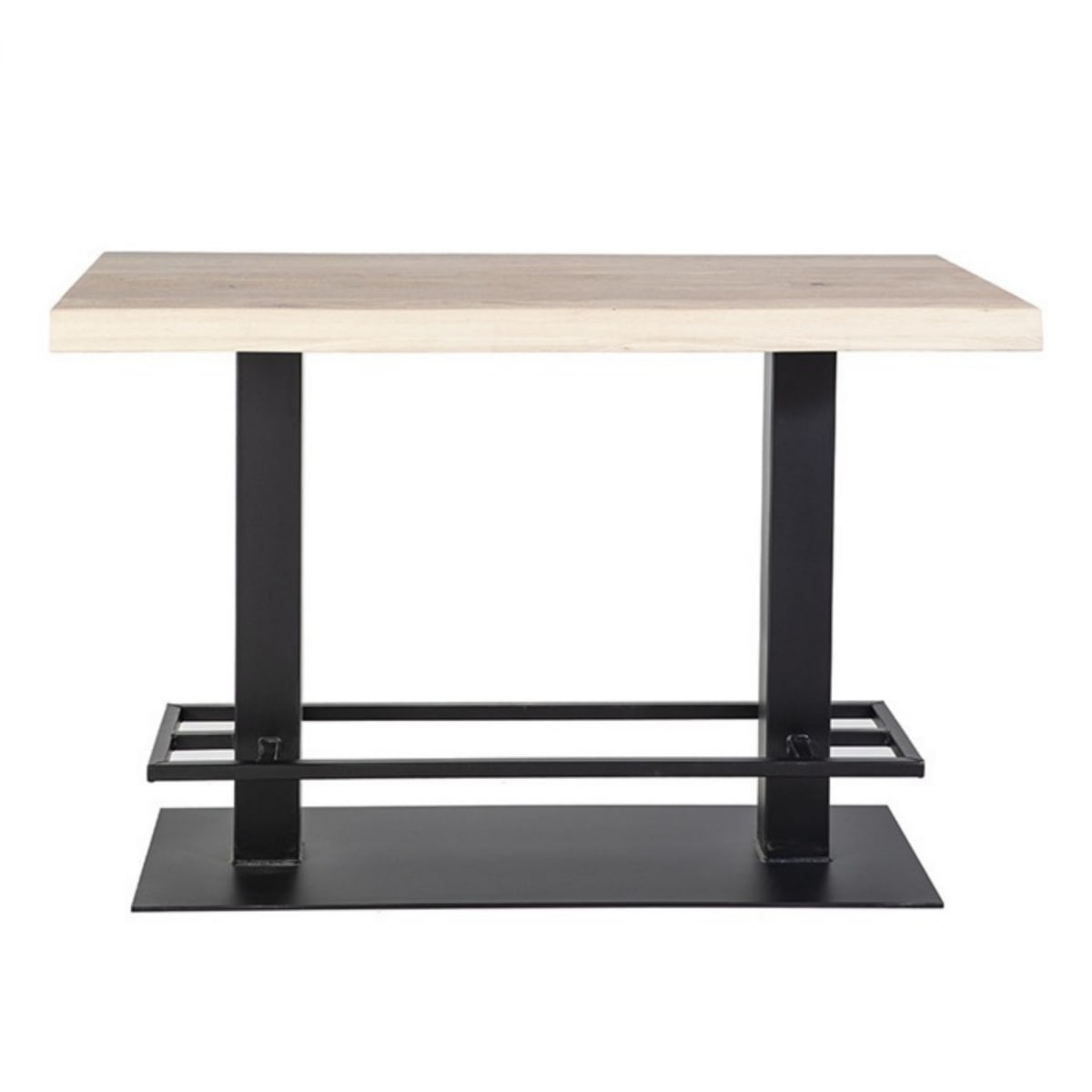 Table haute rectangulaire 140x80cm bois clair et métal noir