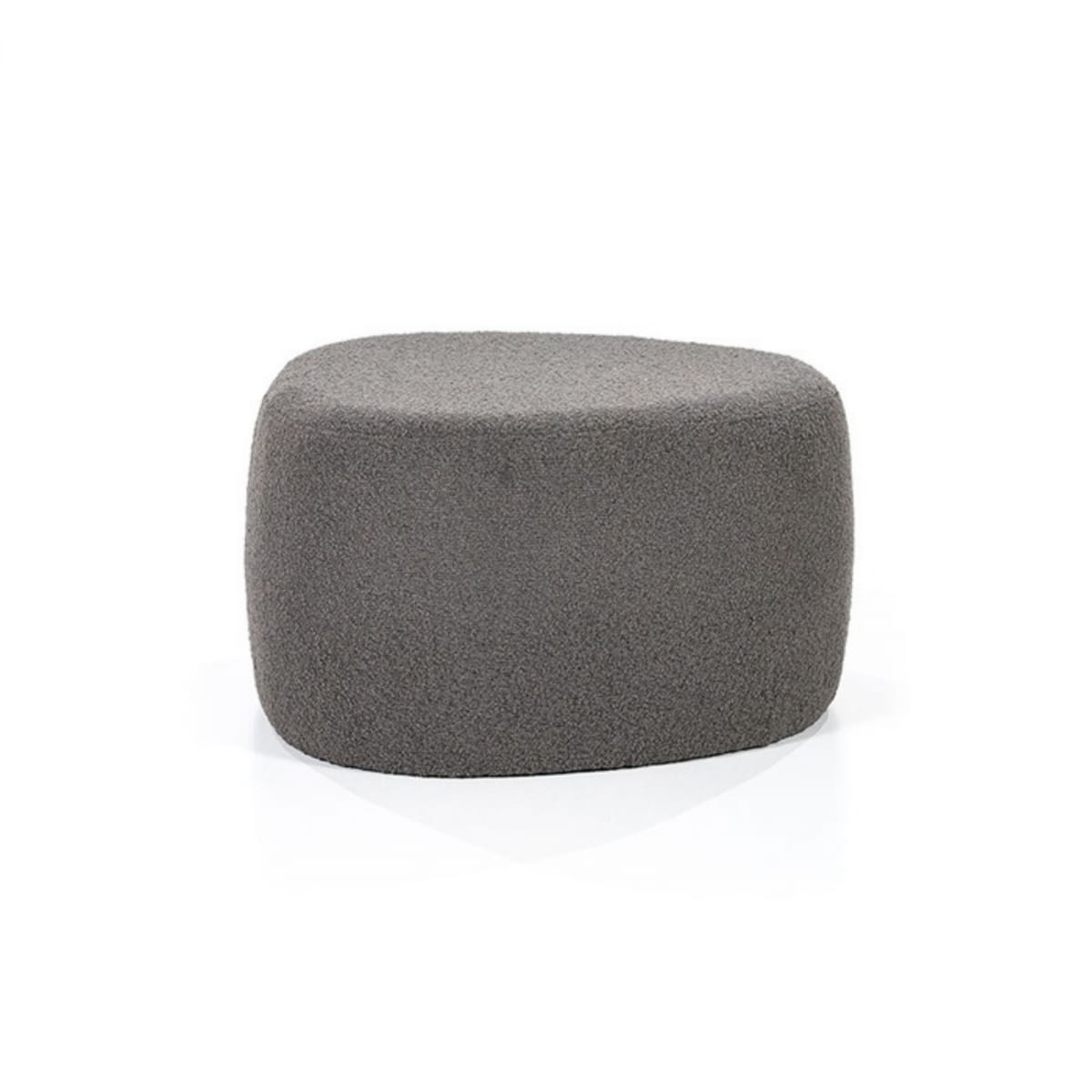 Pouf ovale design scandinave en tissu bouclé gris Pouf ovale design scandinave en tissu bouclé gris