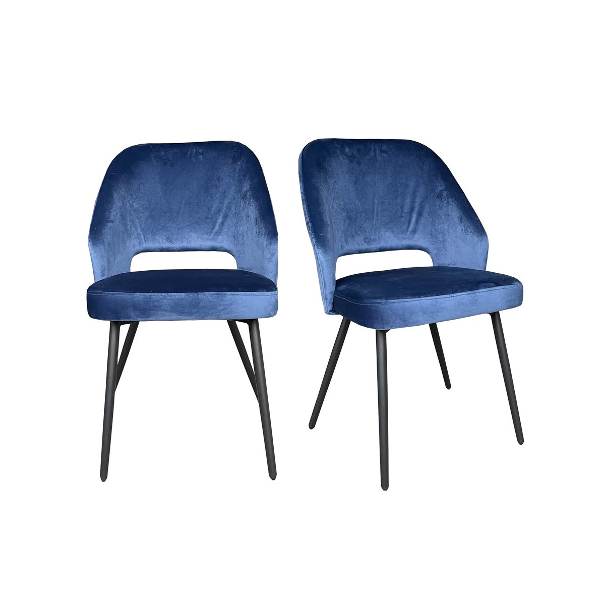 Lot de 2 chaises en velours et métal bleu