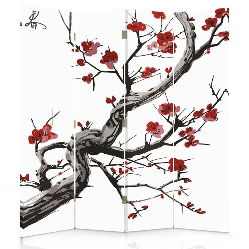 Paravent cloison Cherry Blossom 145x180cm (4 volets)