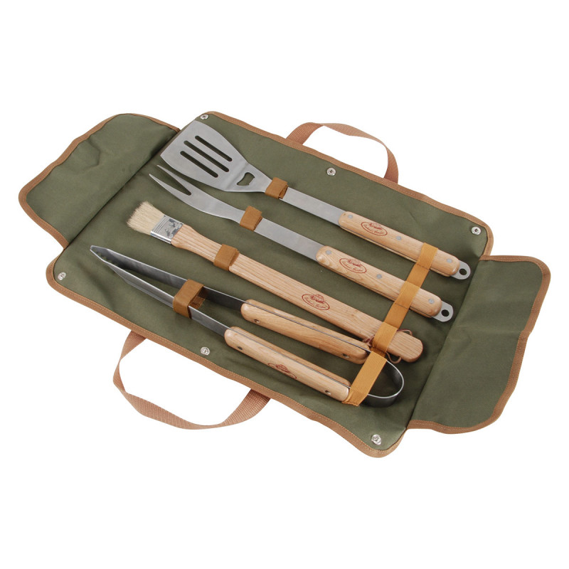 Mallette en toile avec ustensiles barbecue Mallette en toile avec ustensiles barbecue