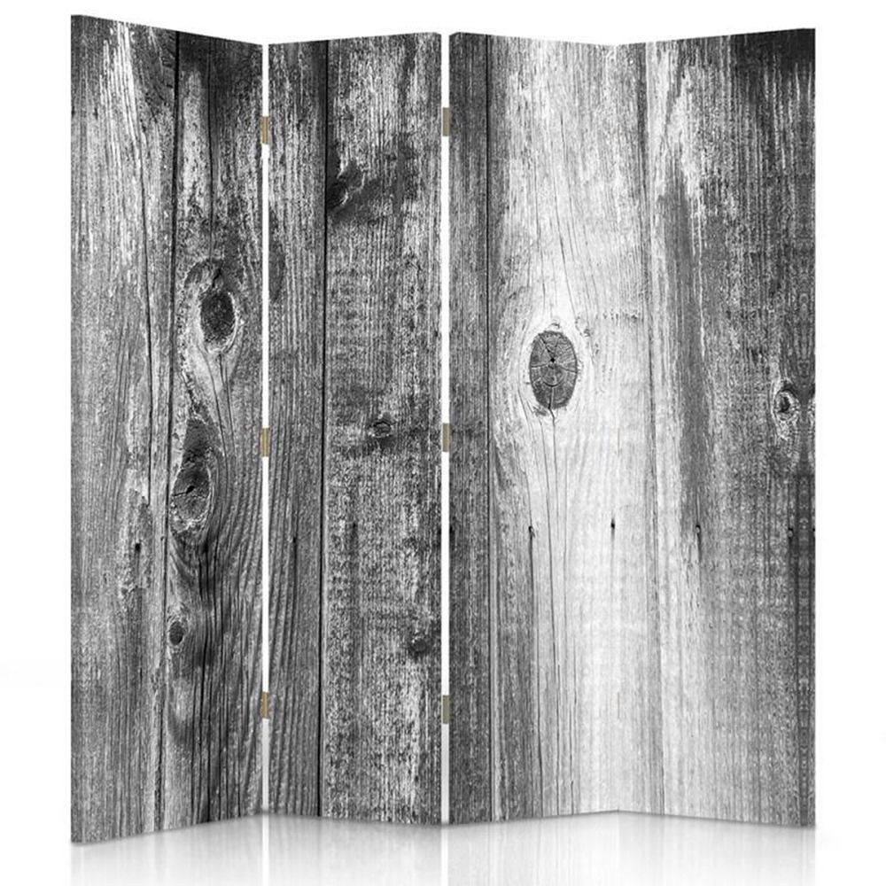 Paravent - Cloison Black And White Wood 145x180cm (4 volets)