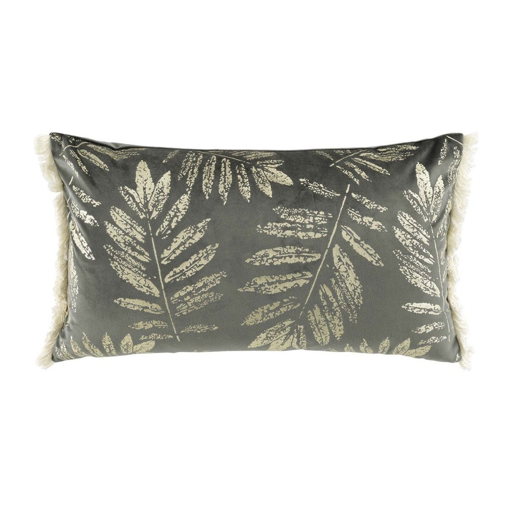 Coussin franges aspect velours or anthracite 30x50cm Coussin franges aspect velours or anthracite 30x50cm