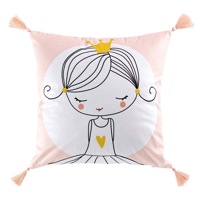 Coussin pompons velours 40x40cm